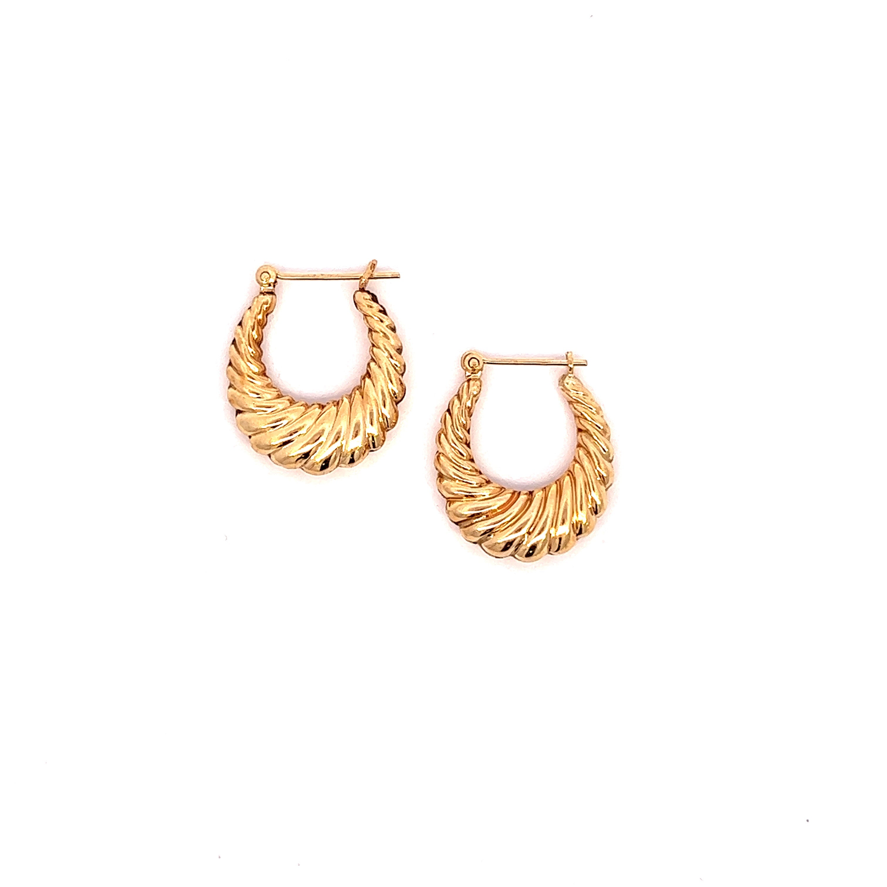 Vintage Small Shrimp 14k Gold Hoops