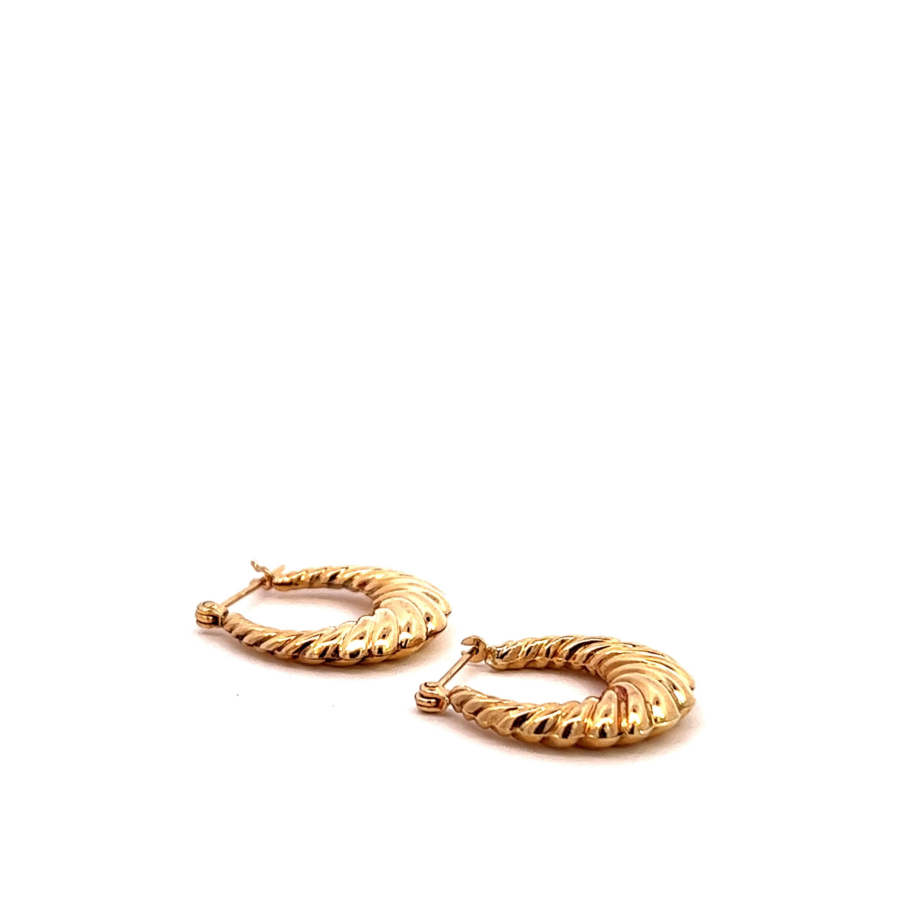 Vintage Small Shrimp 14k Gold Hoops