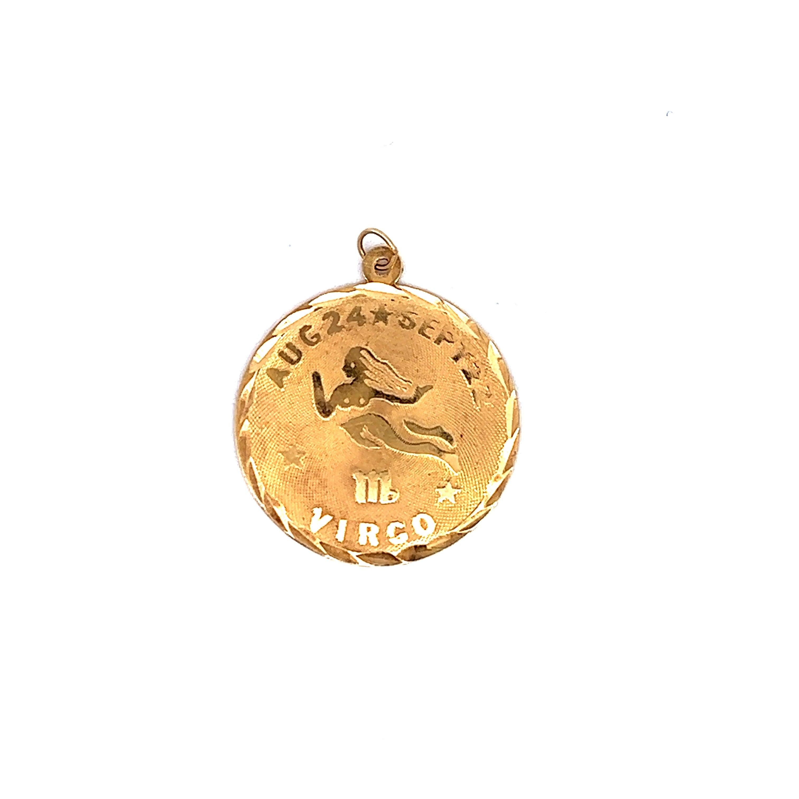 Vintage Virgo Coin 14k Gold Charm