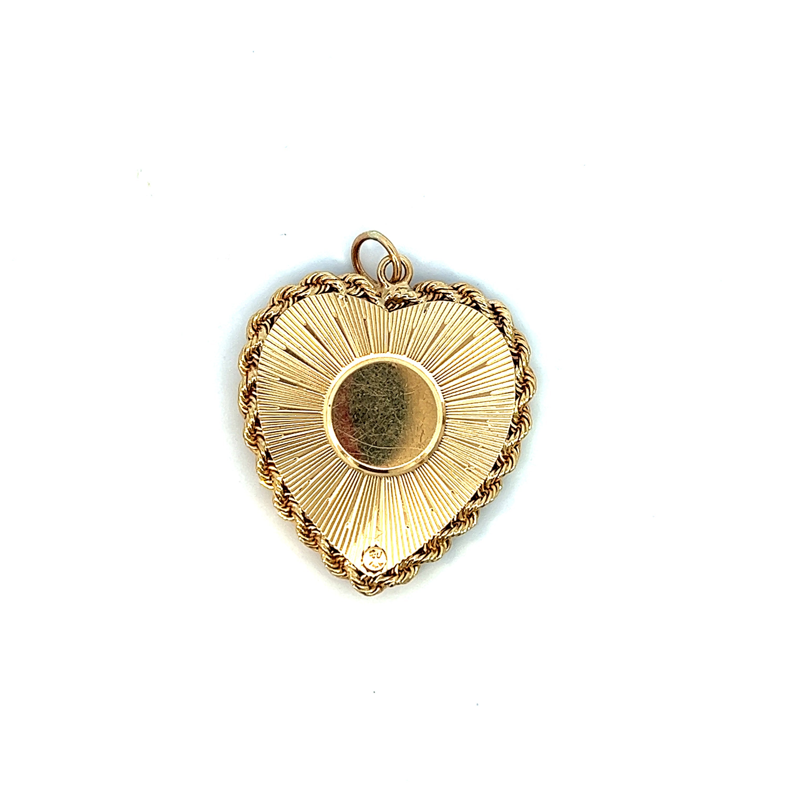 Vintage Engine Turned Heart 14k Gold Locket