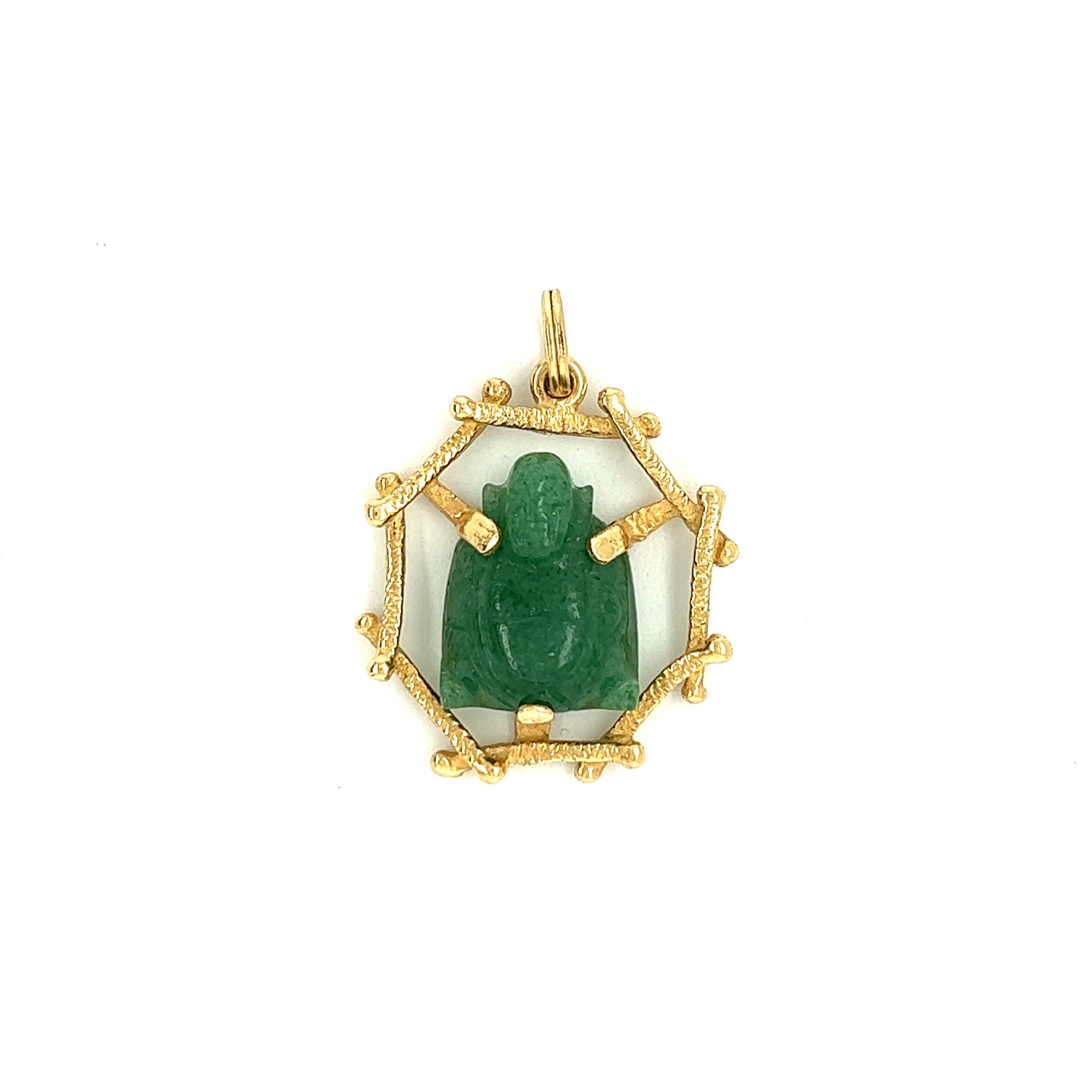 Vintage Jade Buddha 14k Gold Charm