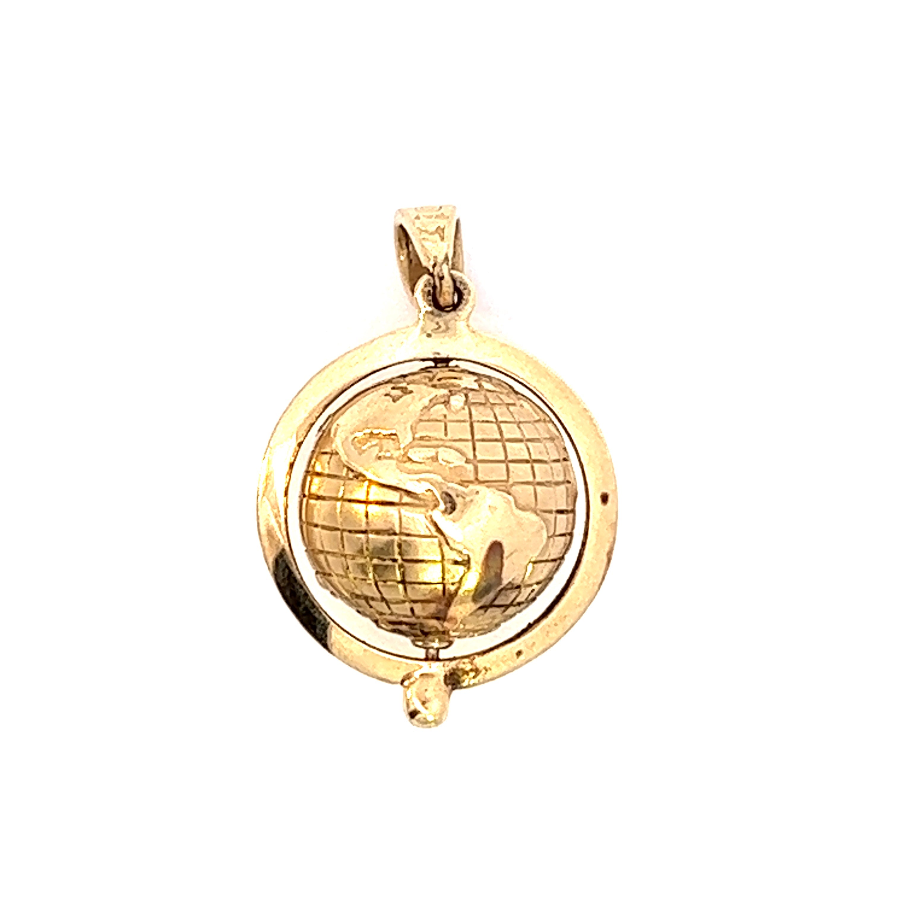 Vintage Rotating Globe 14k Gold Charm