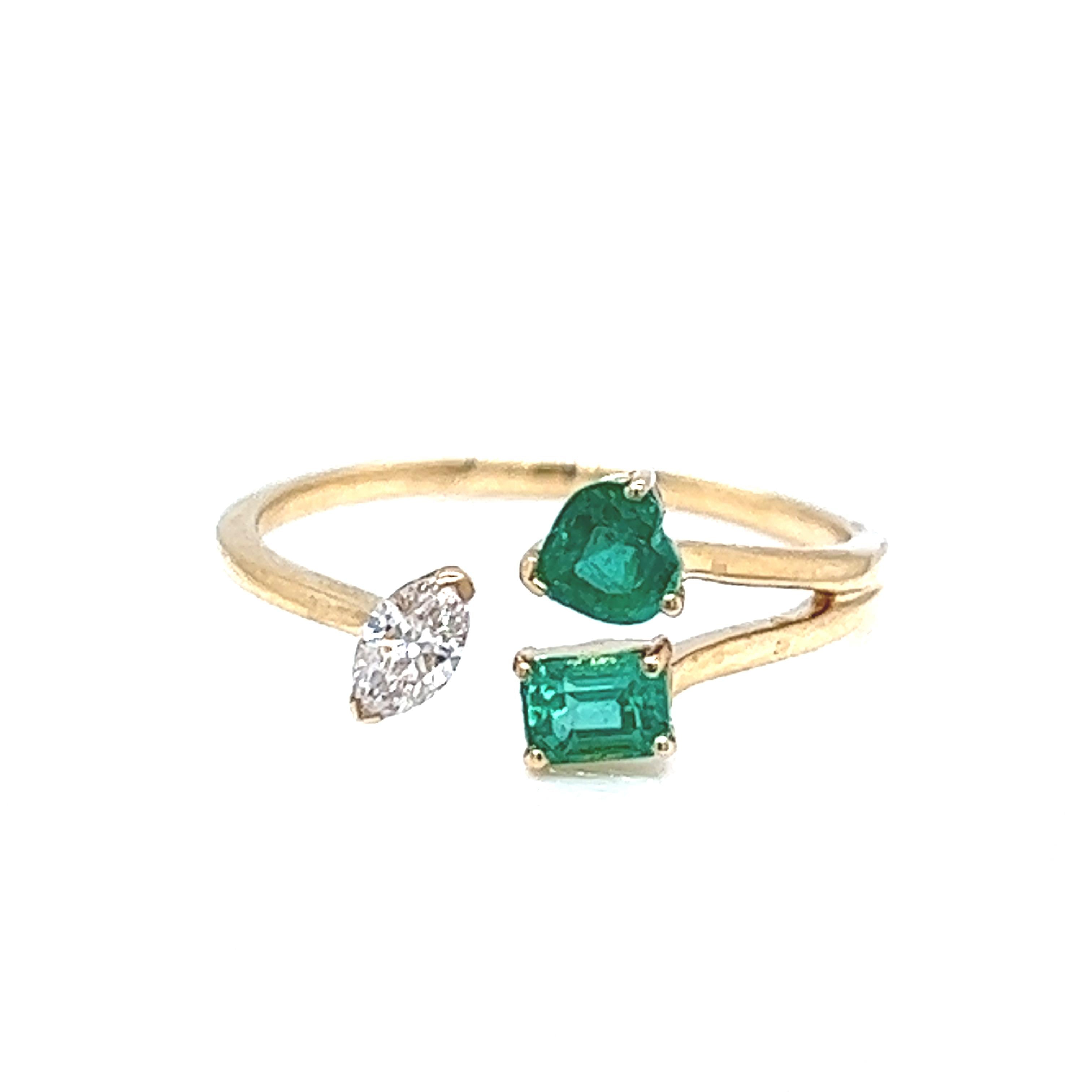 Toi Moi Emerald and Diamond & 14k Gold Ring