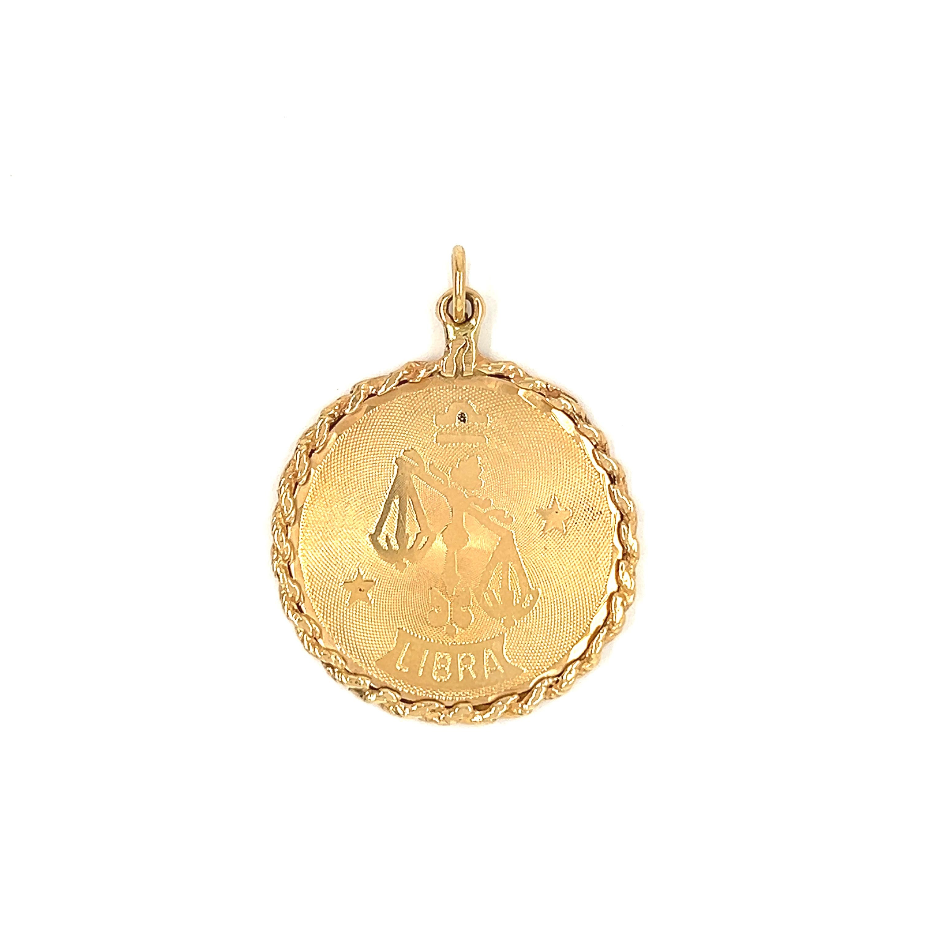 Vintage Zodiac Libra 14k Gold Charm