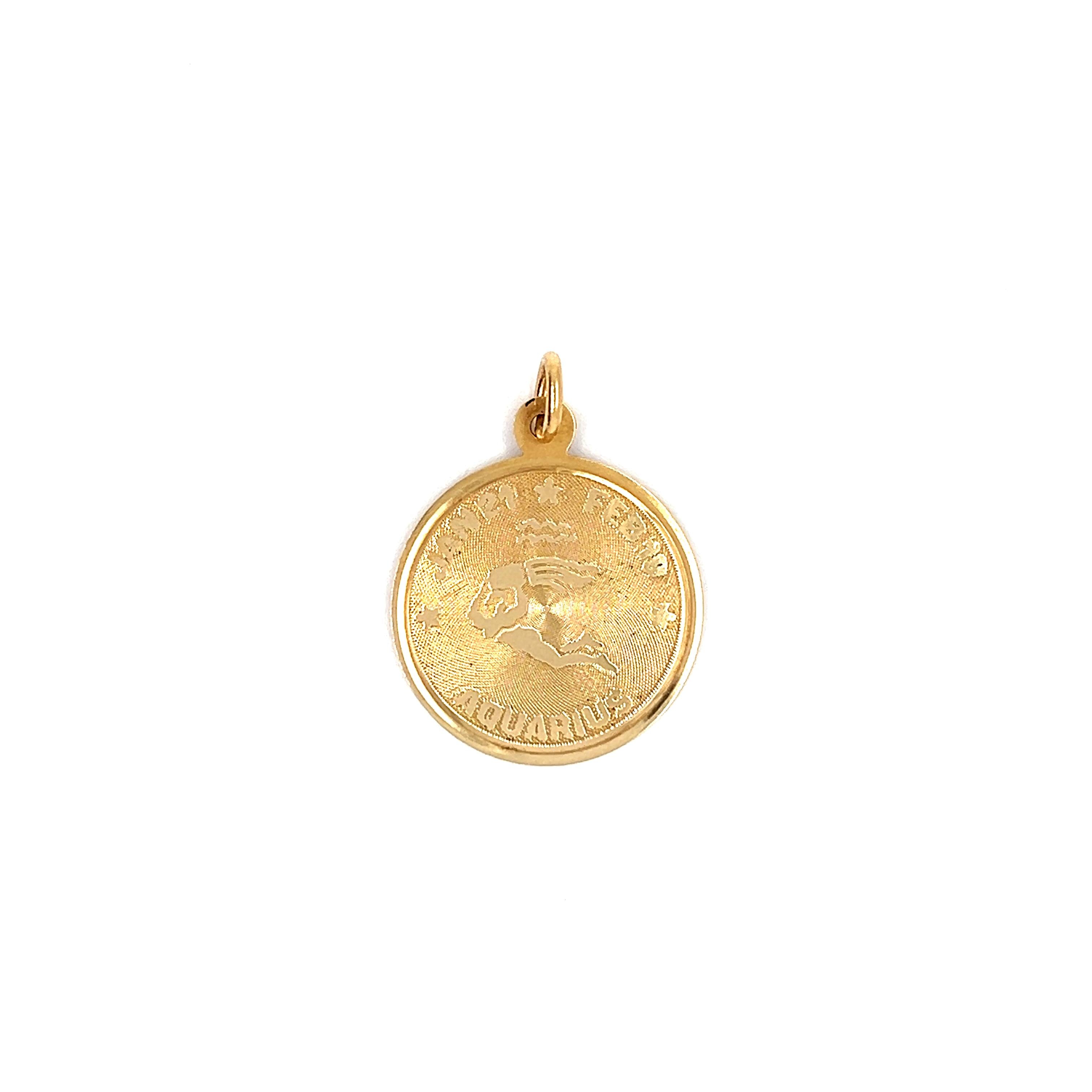 Vintage Zodiac Aquarius 14k Gold Charm