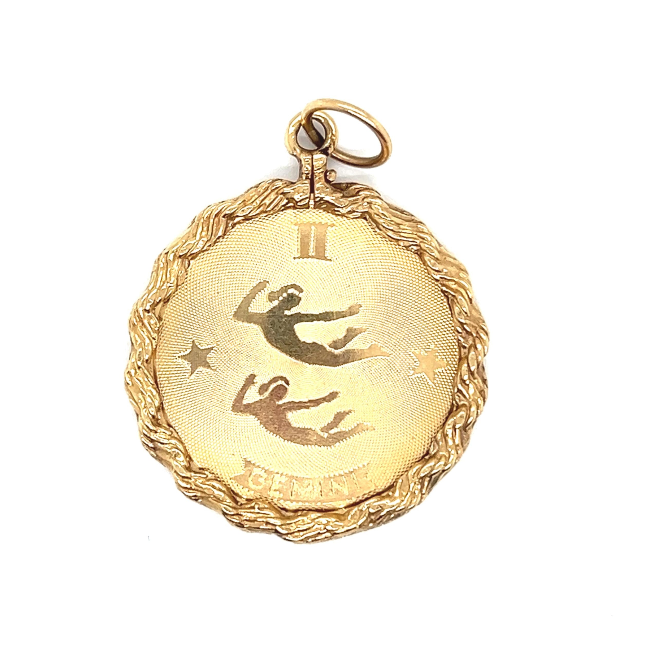 Vintage Gemini Zodiac 14k Gold Charm