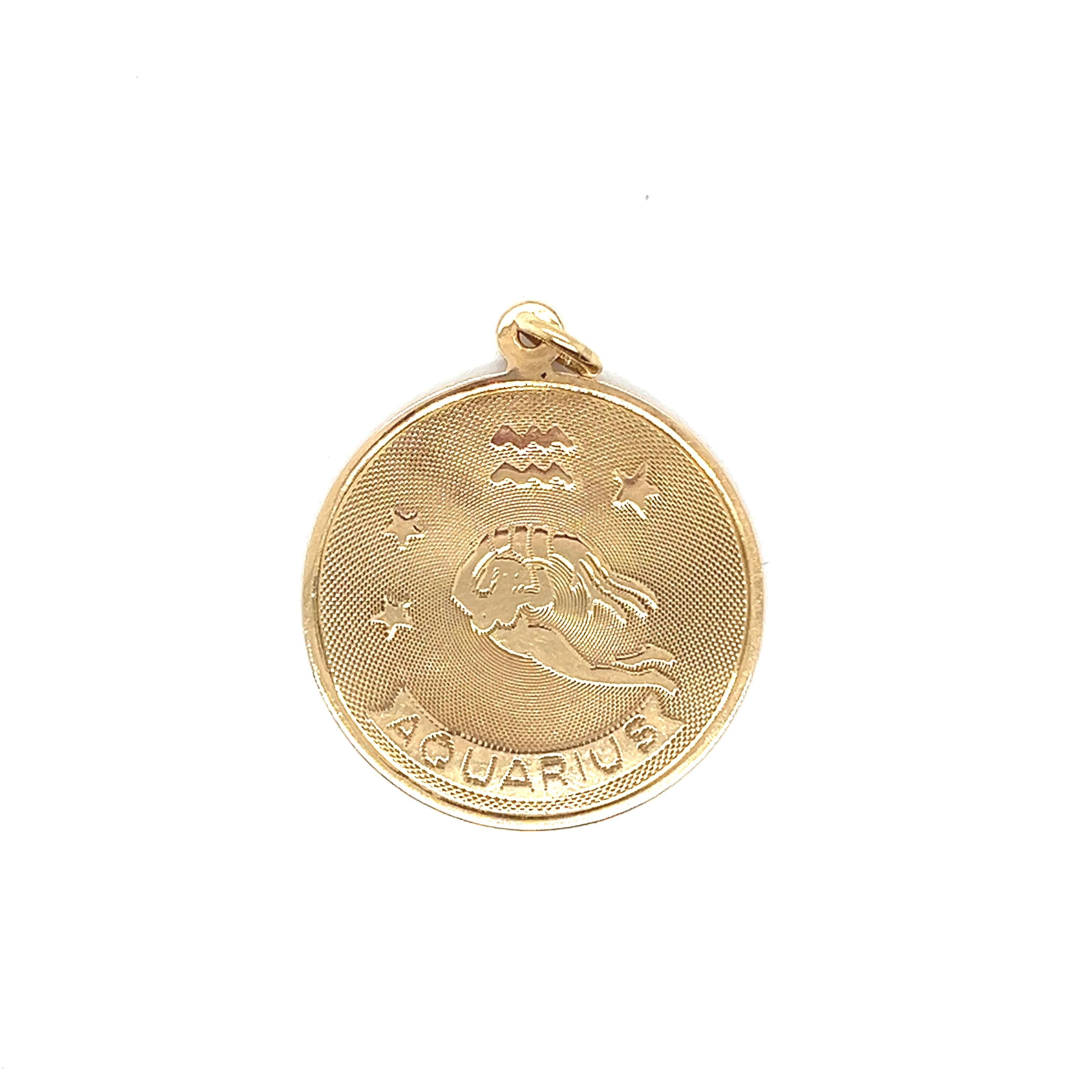 Vintage Zodiac Aquarius 14k Gold Charm