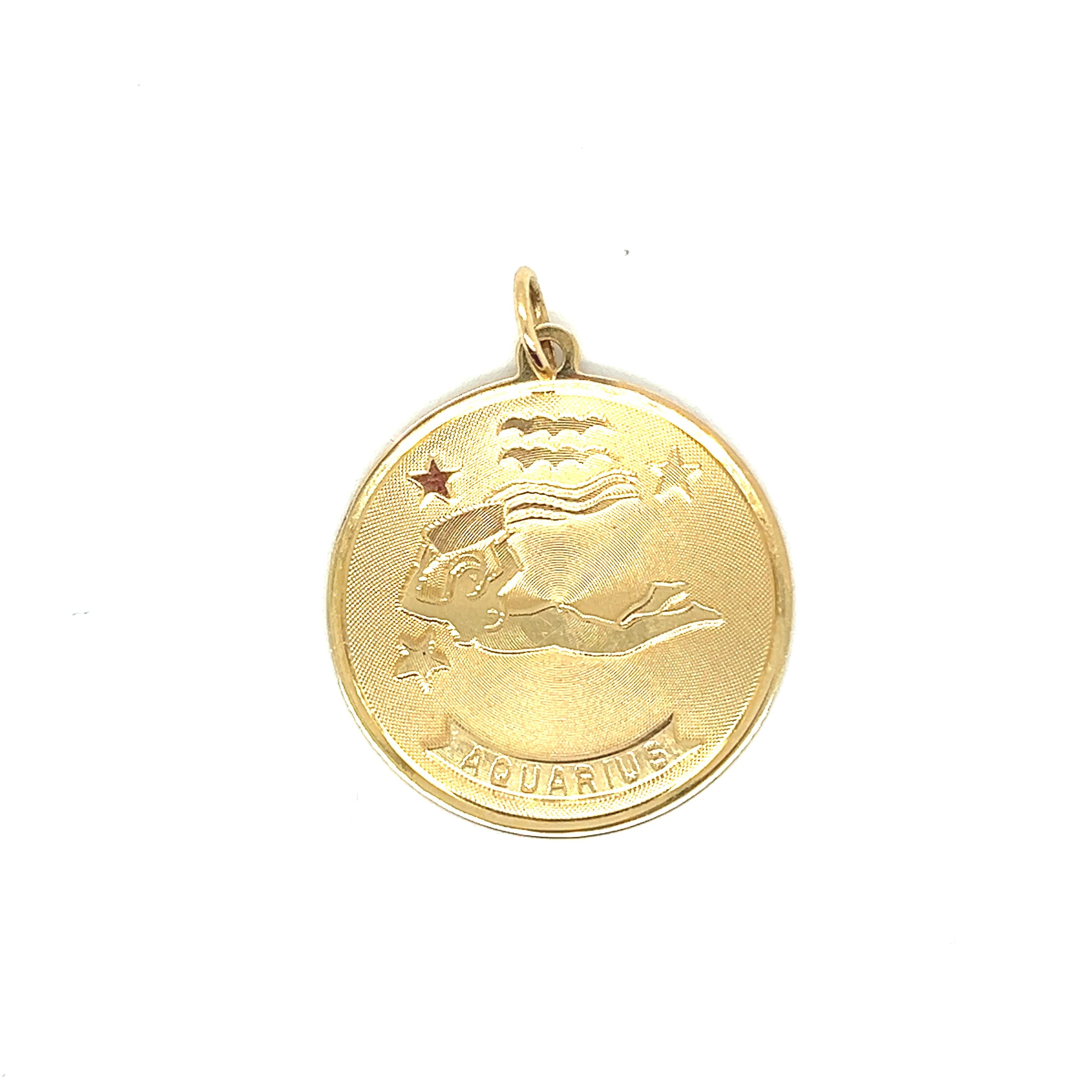 Vintage Zodiac Aquarius 14k Gold Charm