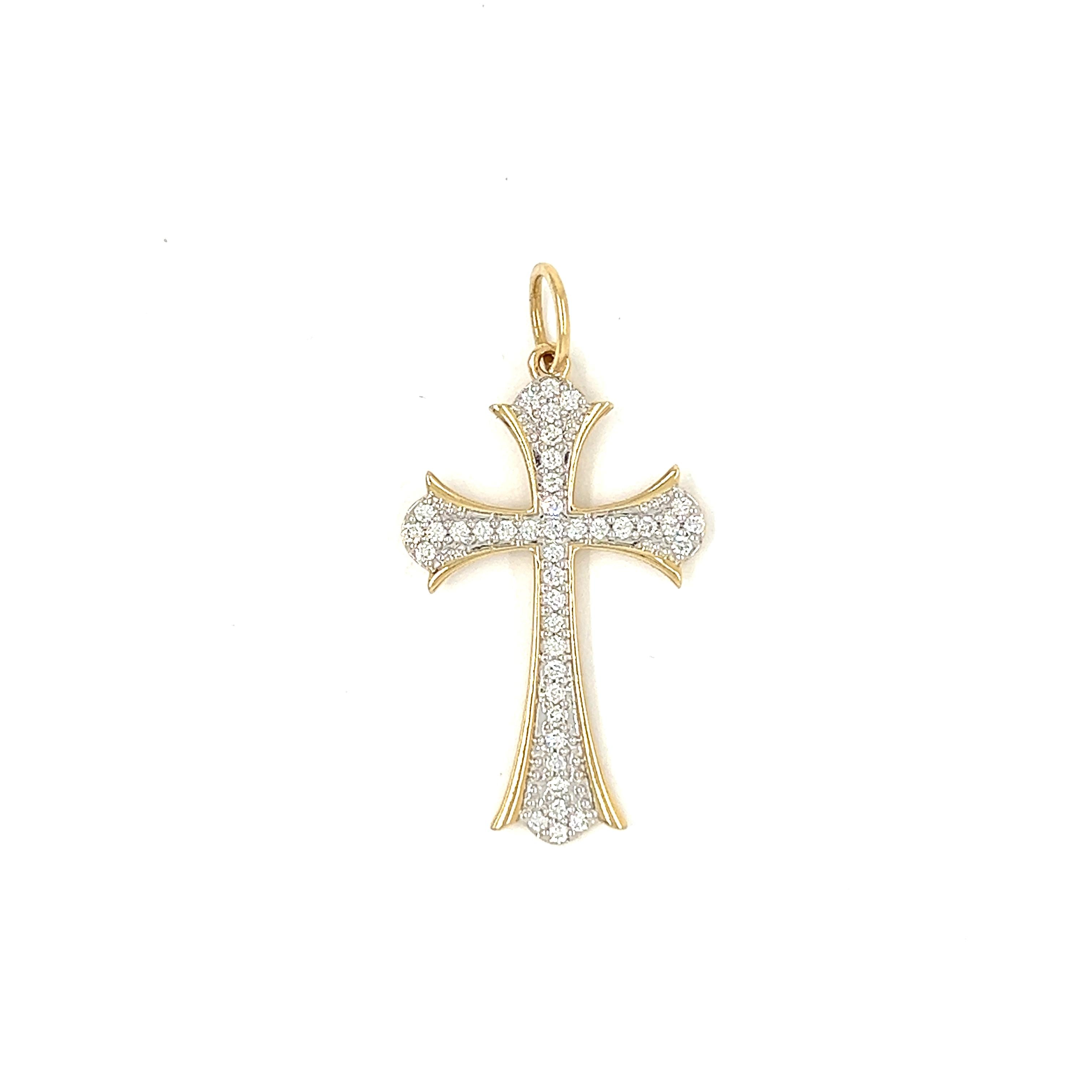 Diamond Cross 14K Gold Charm