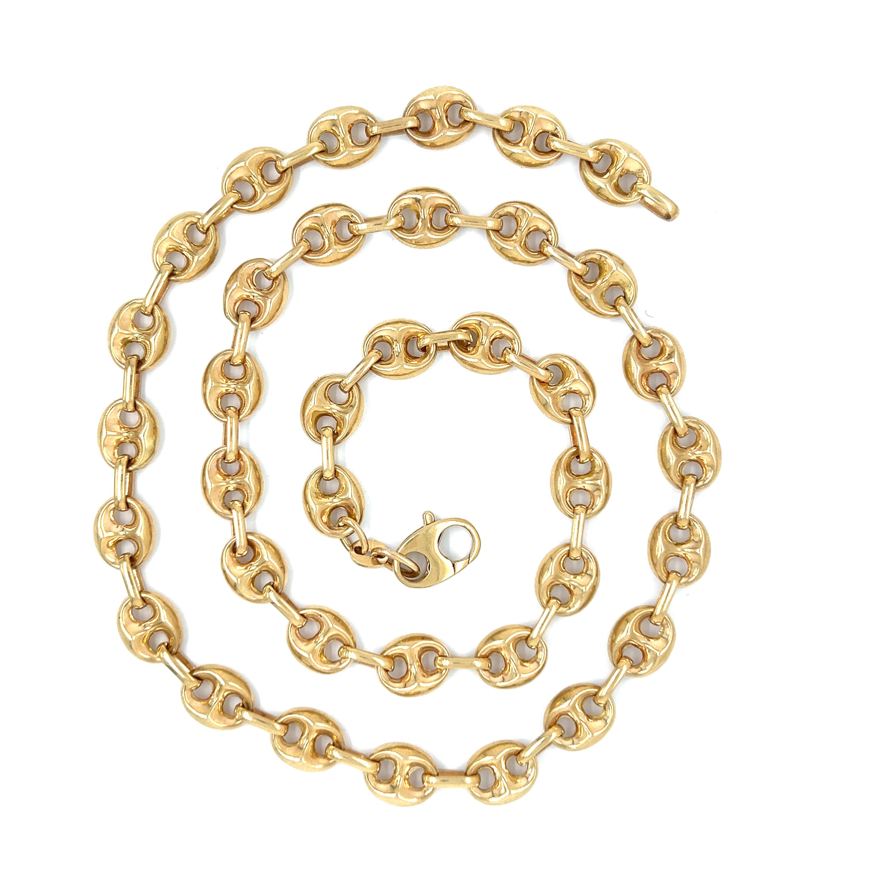 Vintage Puffed Mariner-Linked 14k Gold Chain 20.5"