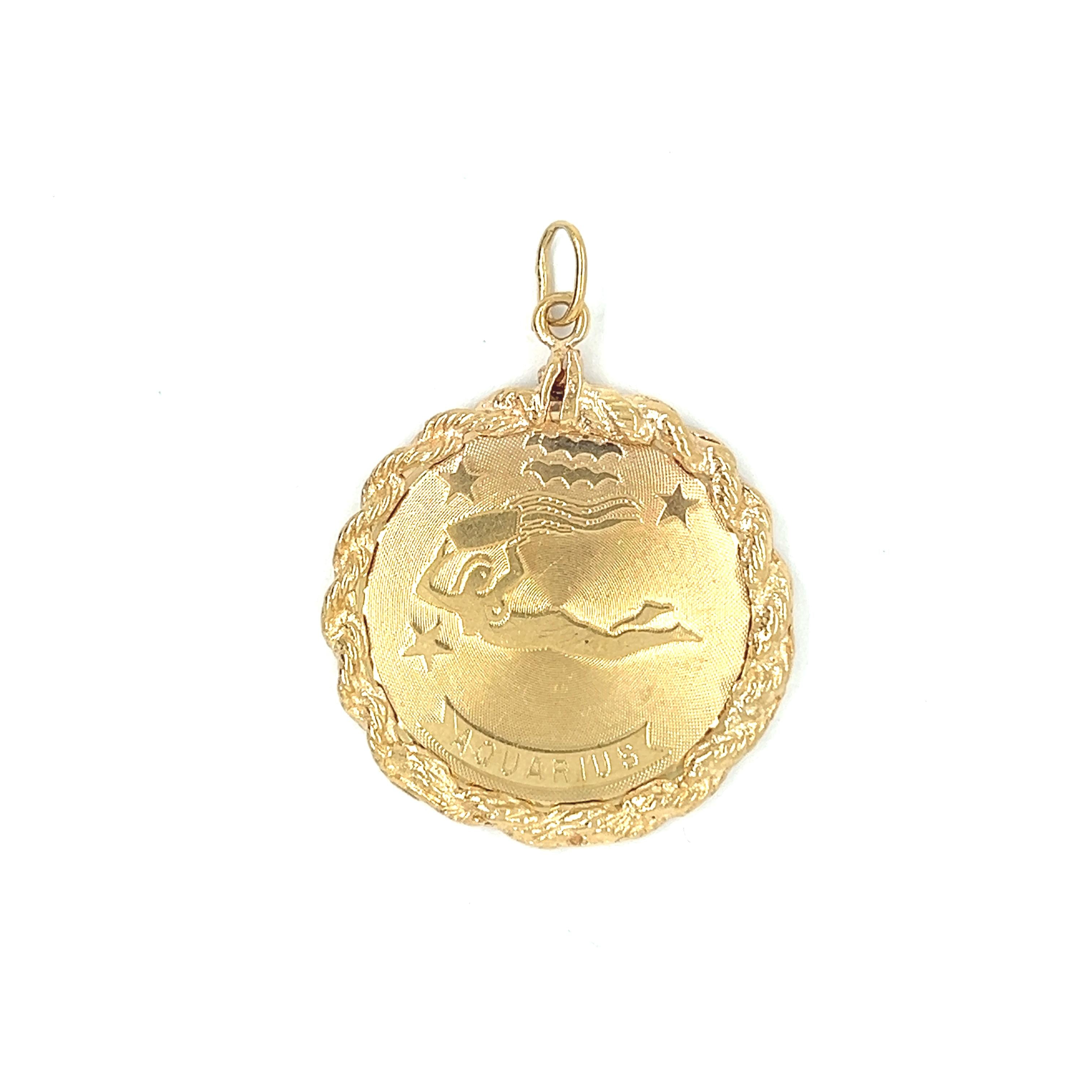Vintage Zodiac Aquarius 14k Gold Charm