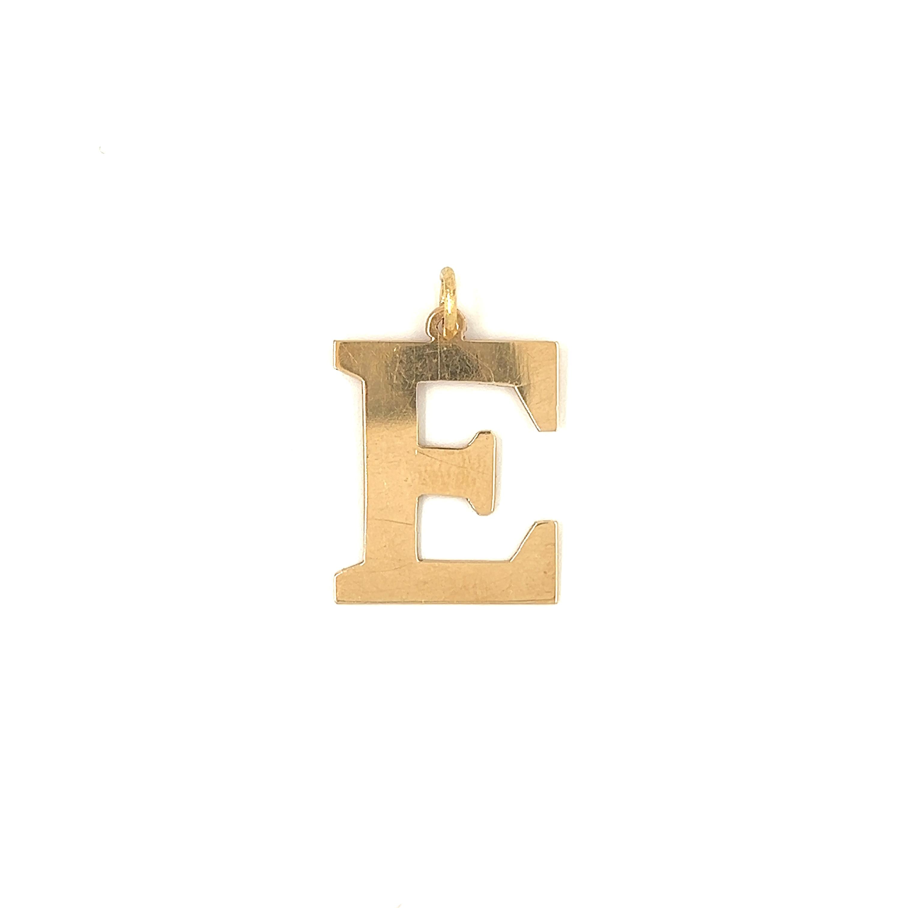 Vintage "E" 14k Gold Charm