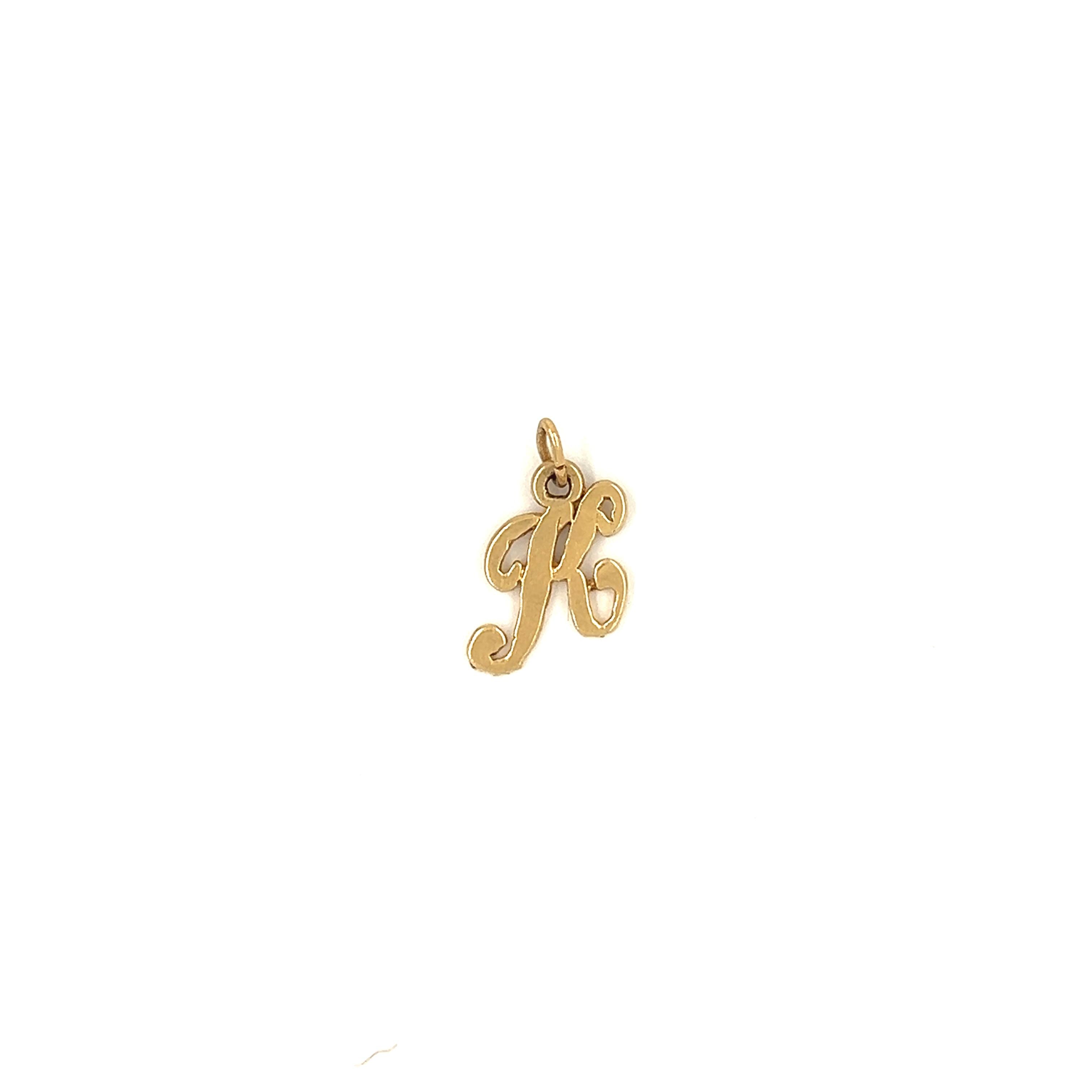 Vintage "K" 14k Gold Charm