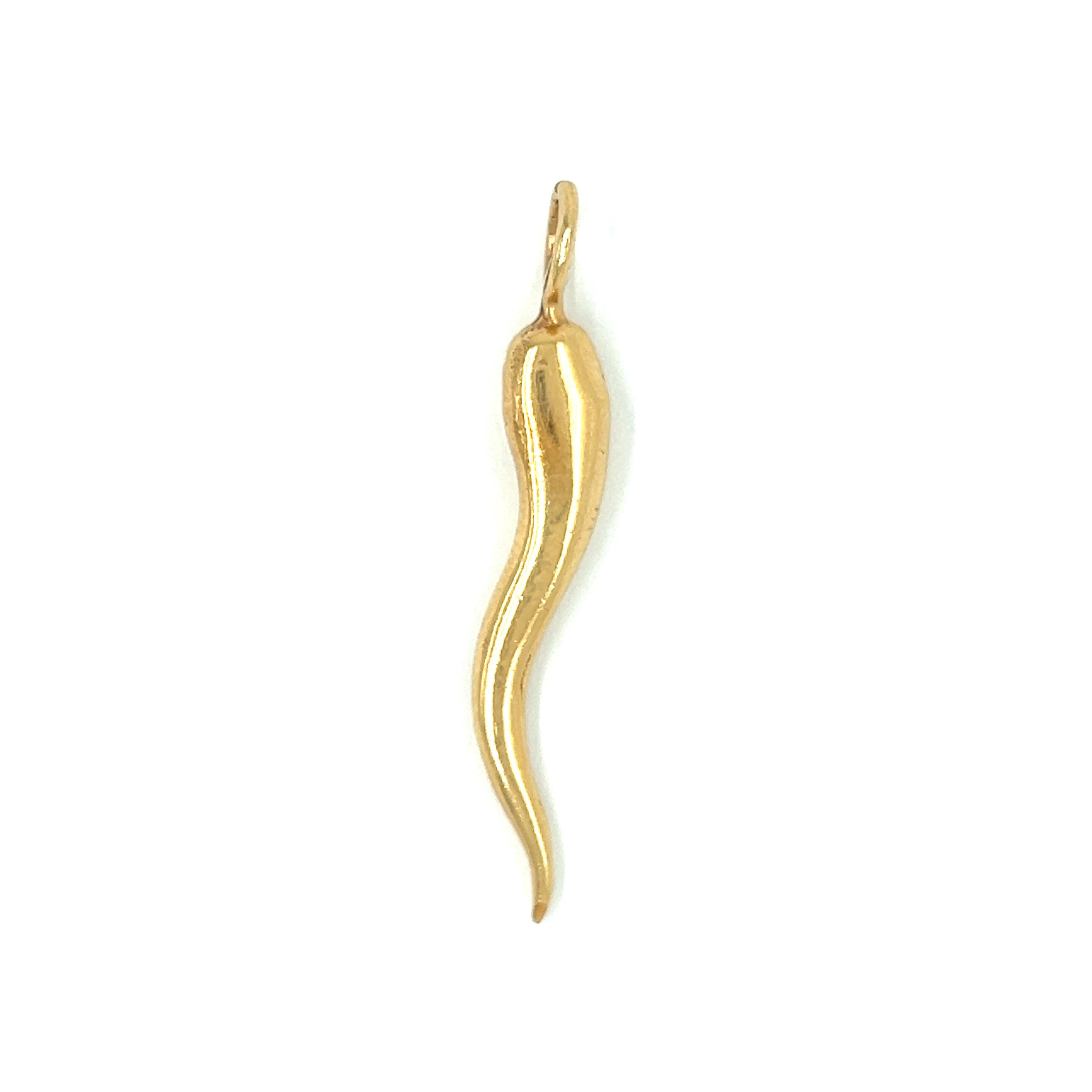 Vintage Italian Horn 14k Gold Charm