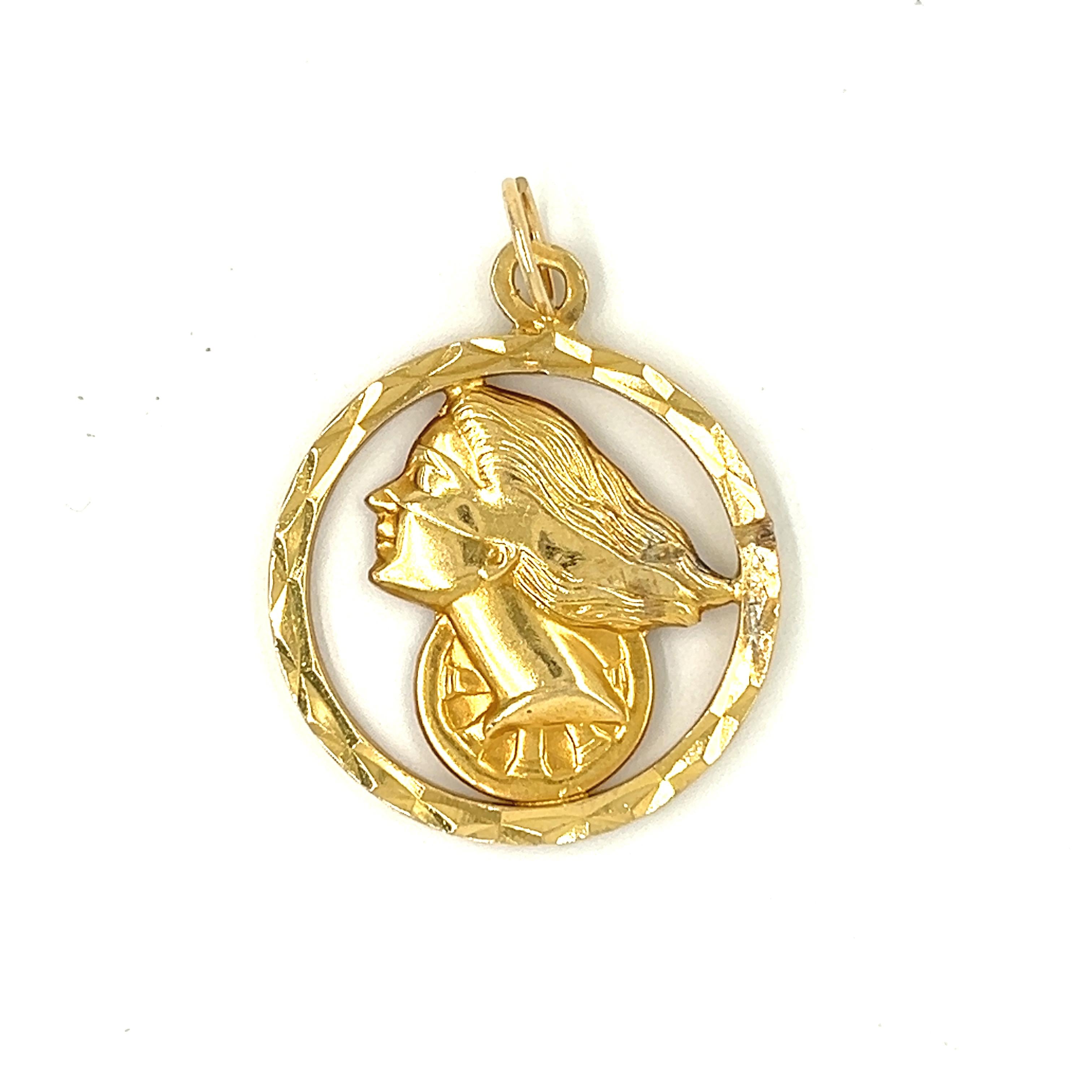 Vintage Double-Sided Lady Fortuna 18k Gold Charm