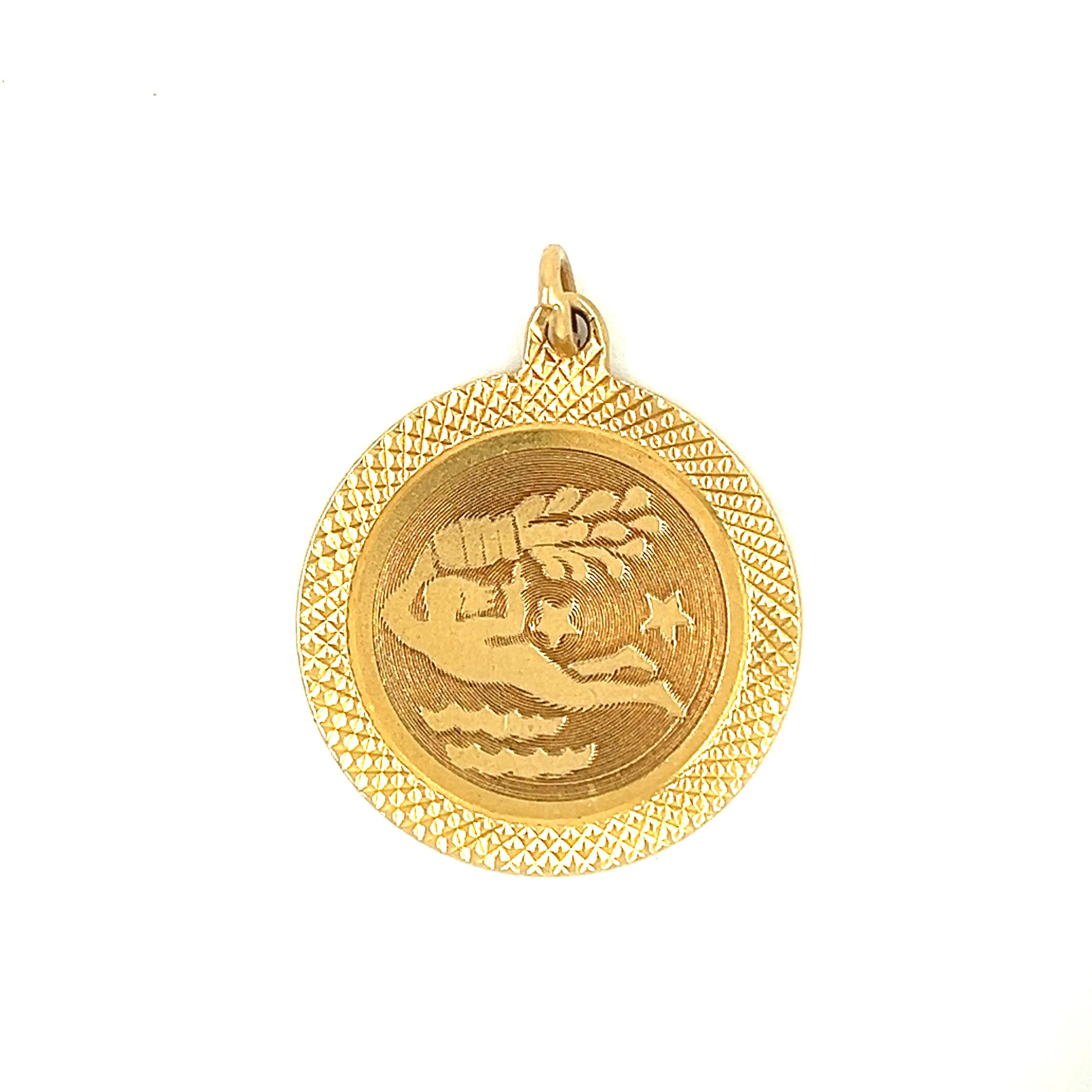 Vintage Zodiac Aquarius 14k Gold Charm