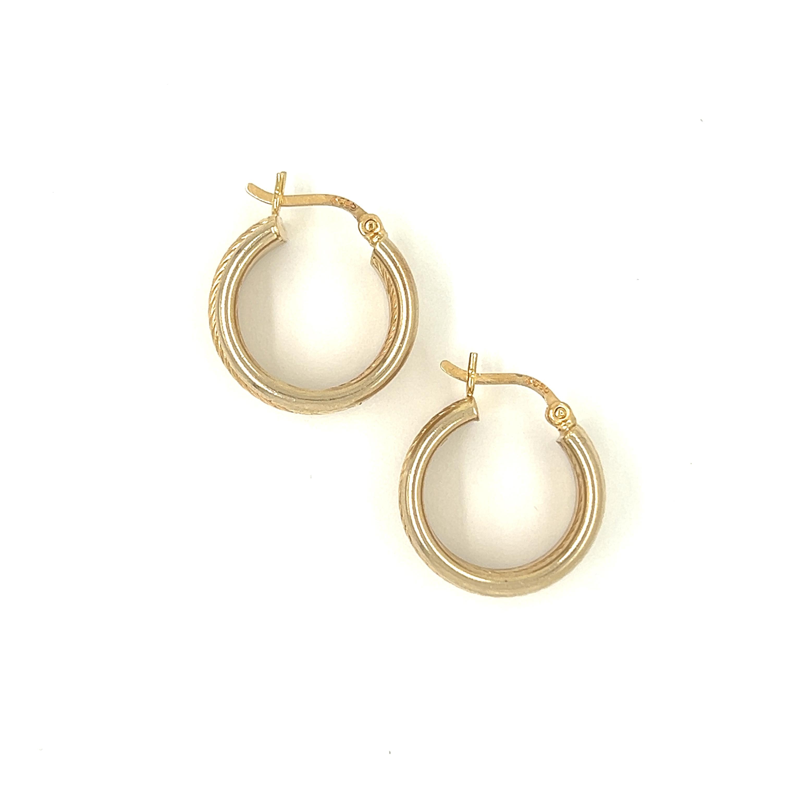 Vintage White and Yellow 14k Gold Hoops