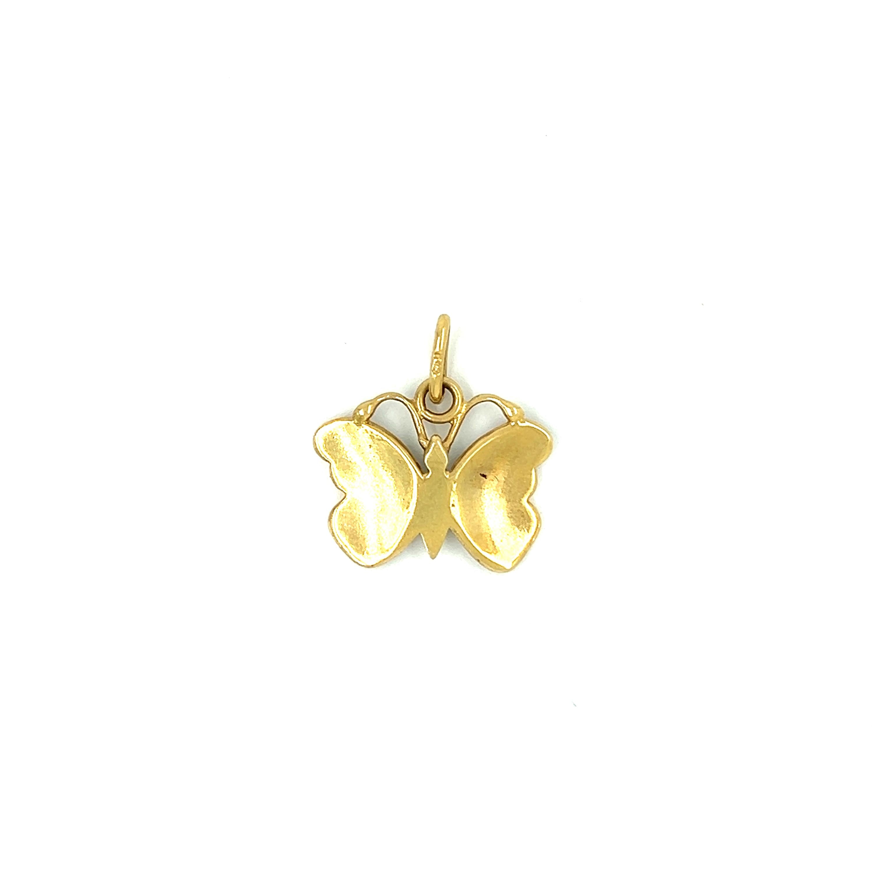 Vintage Enamel Butterfly 14k Gold Charm