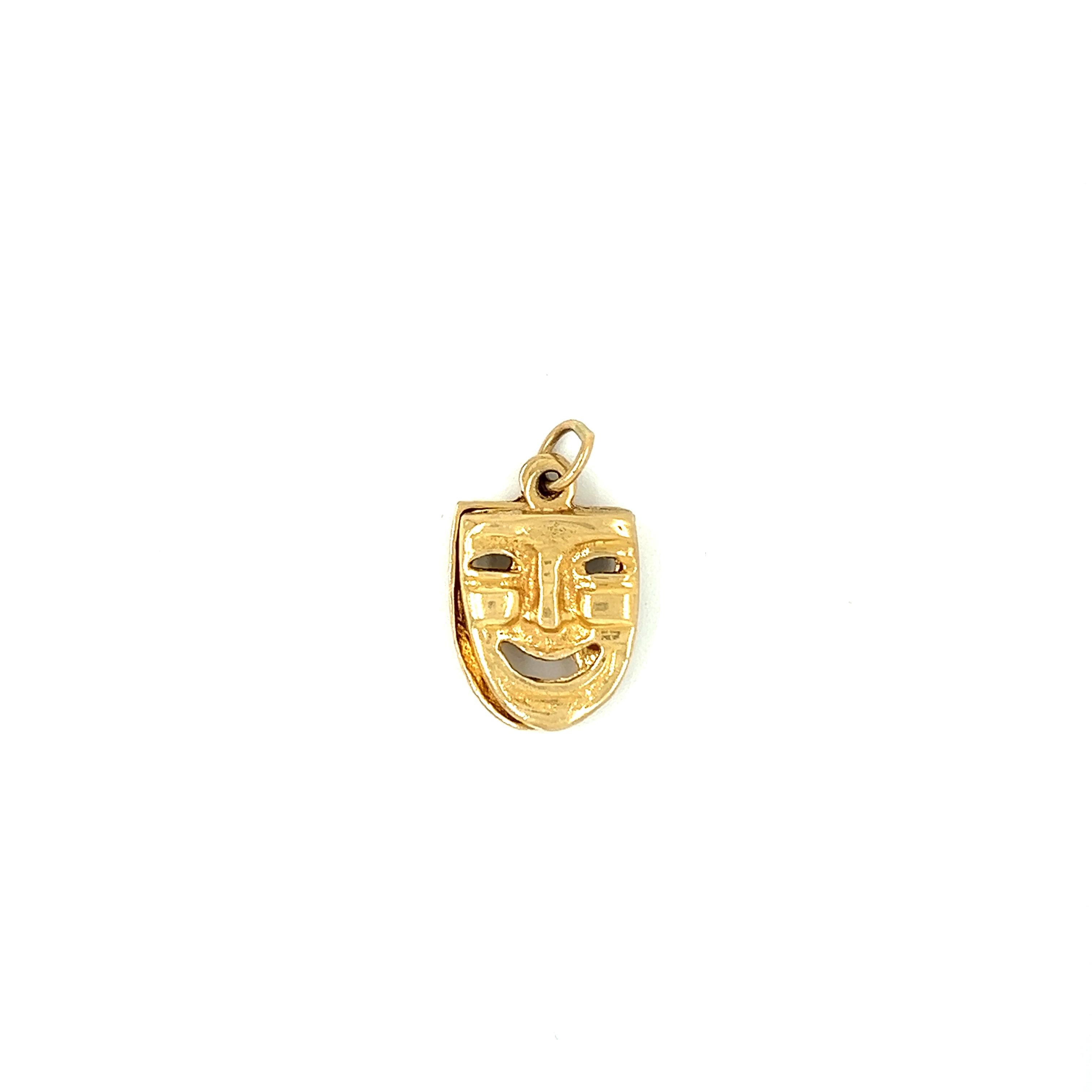 Vintage Drama Masks 14k Gold Charm