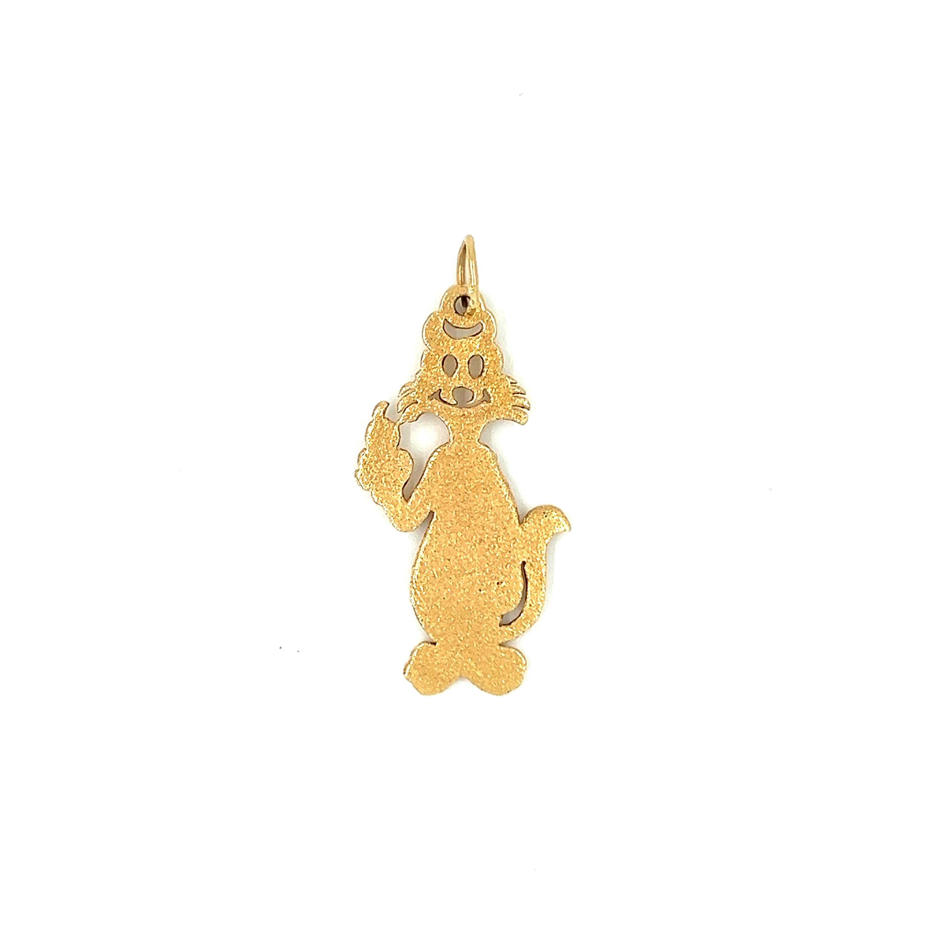 Vintage Cartoon Cat 14k Gold Charm