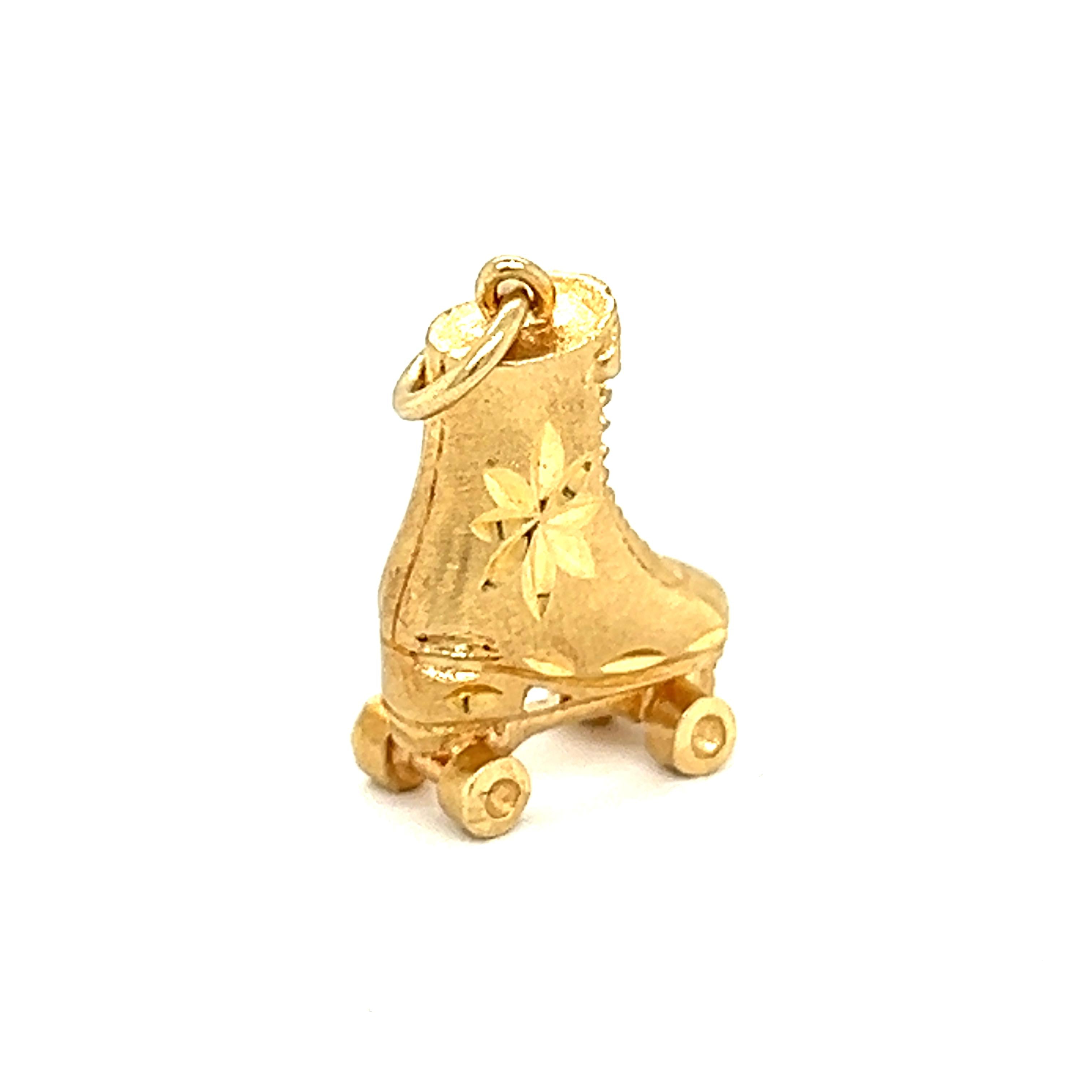 Vintage Roller Skate 14k Gold Charm