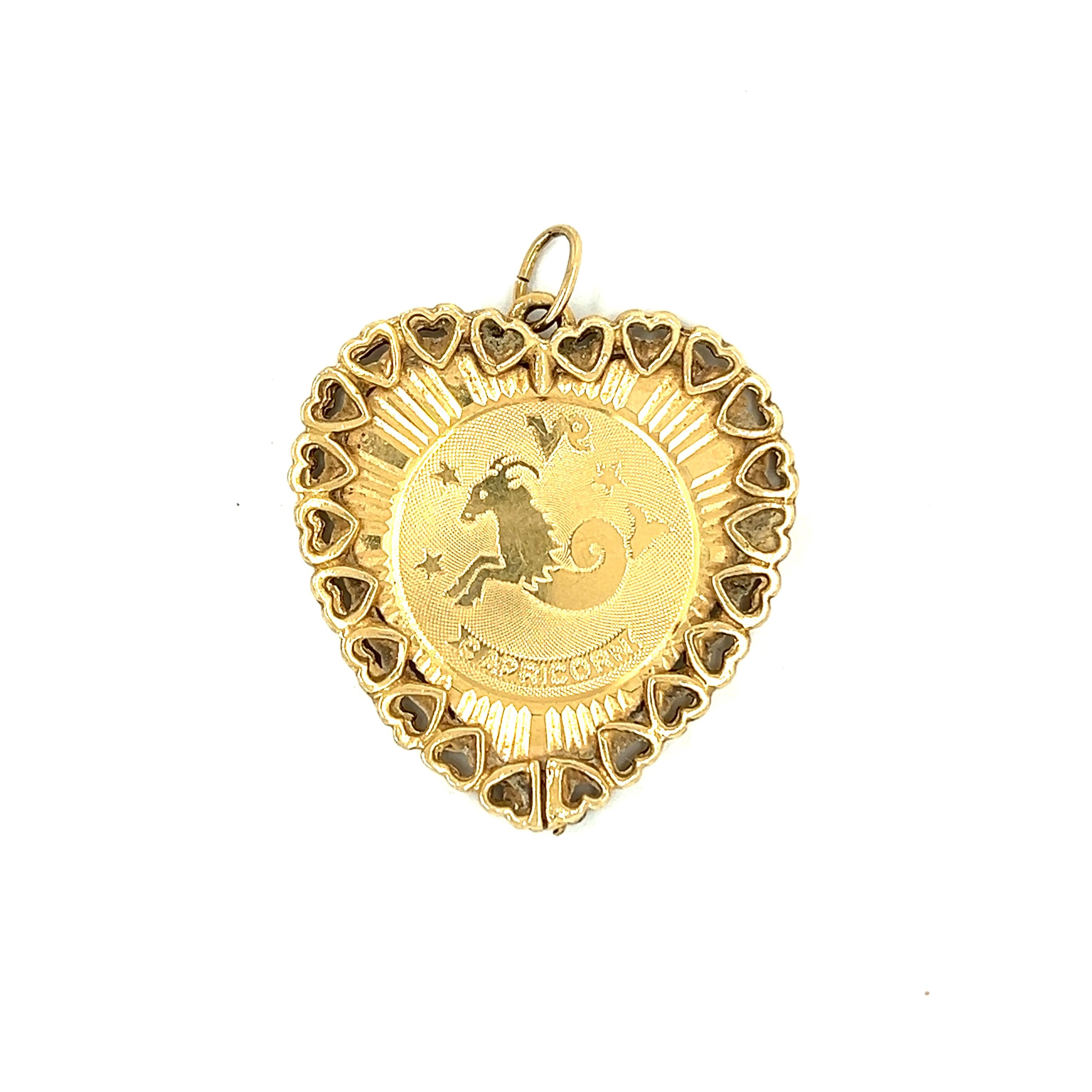 Vintage Capricorn Zodiac 14k Gold Charm