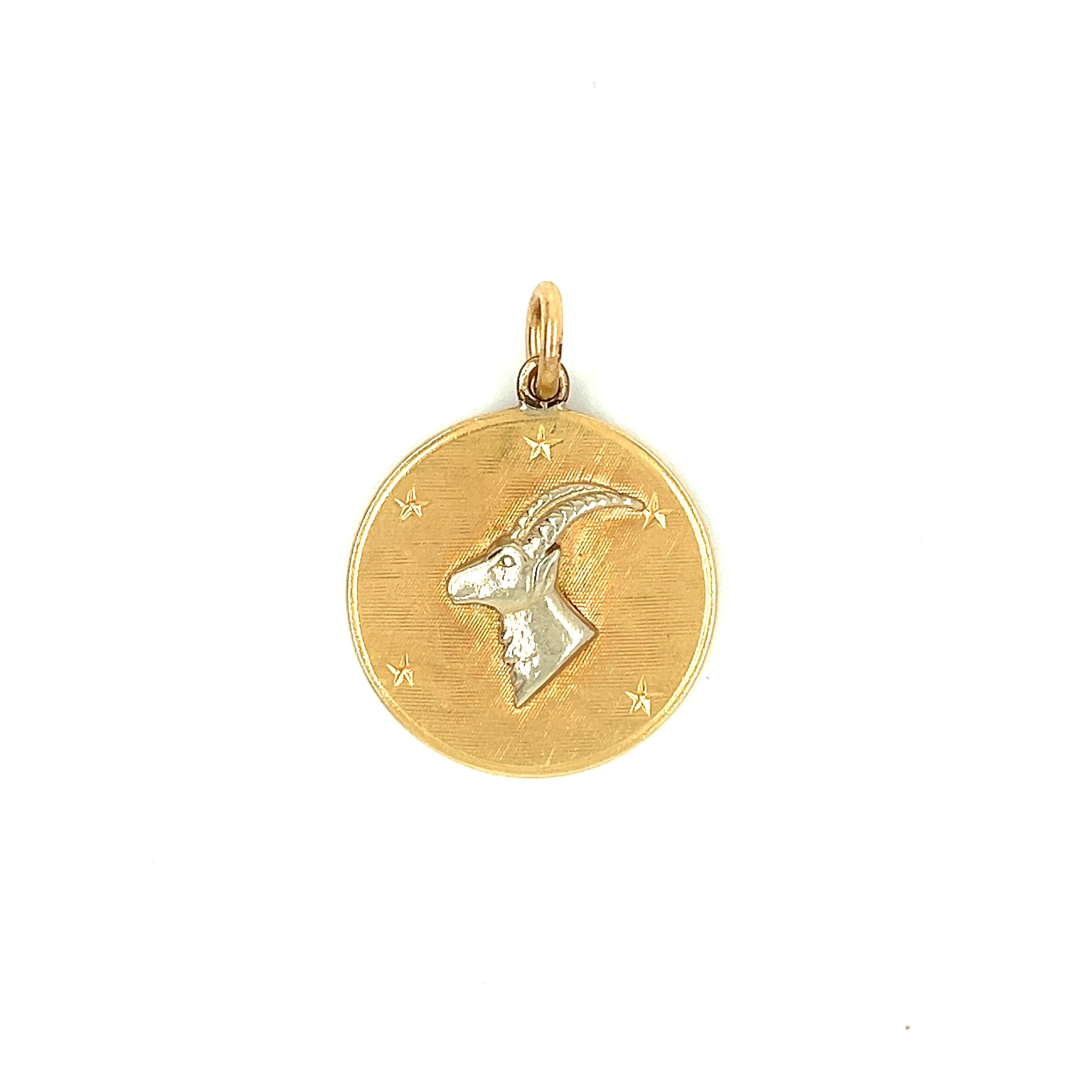 Vintage Capricorn Zodiac 14k Gold Charm