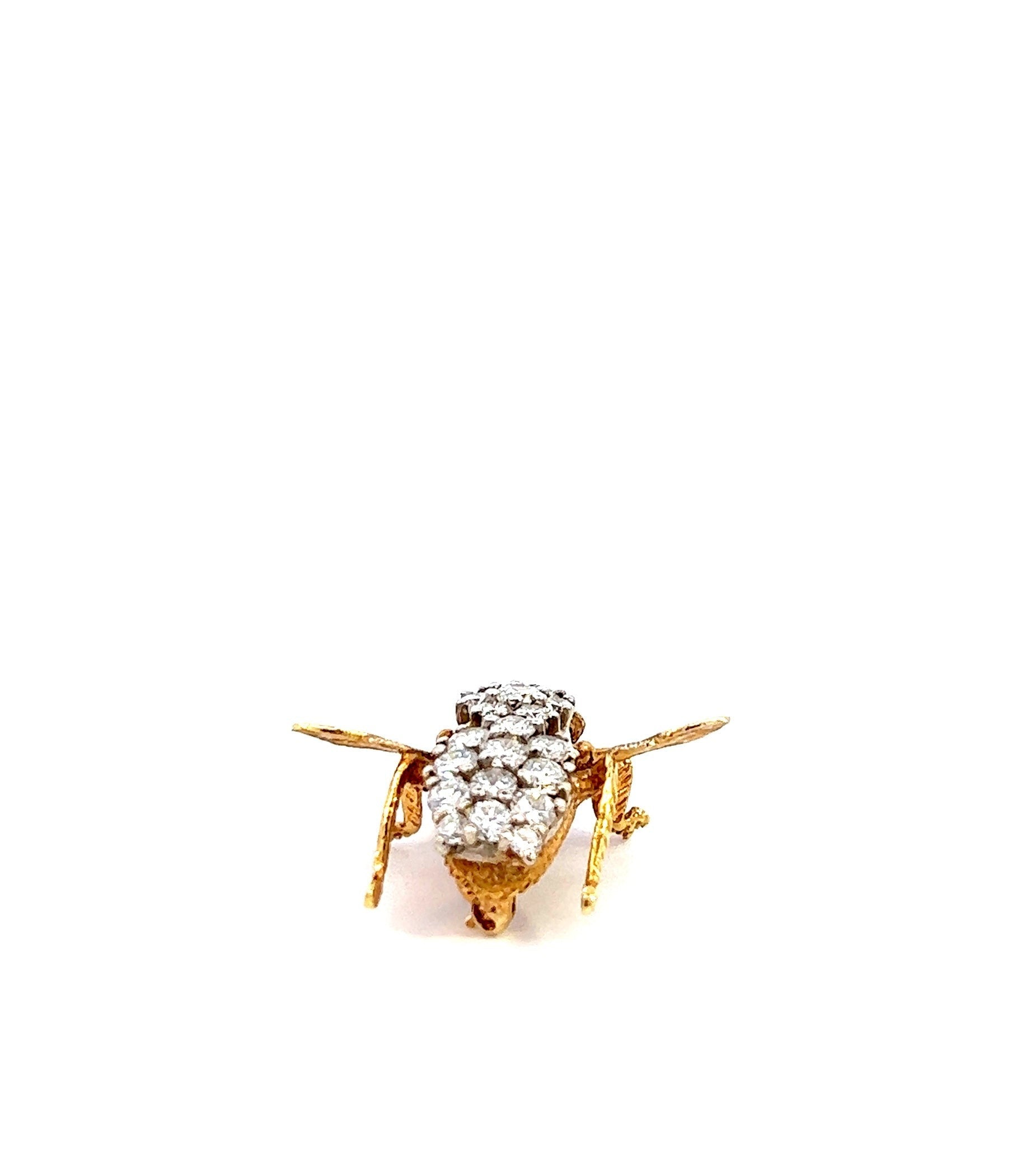 Vintage Diamond Fly 14k Gold Pin