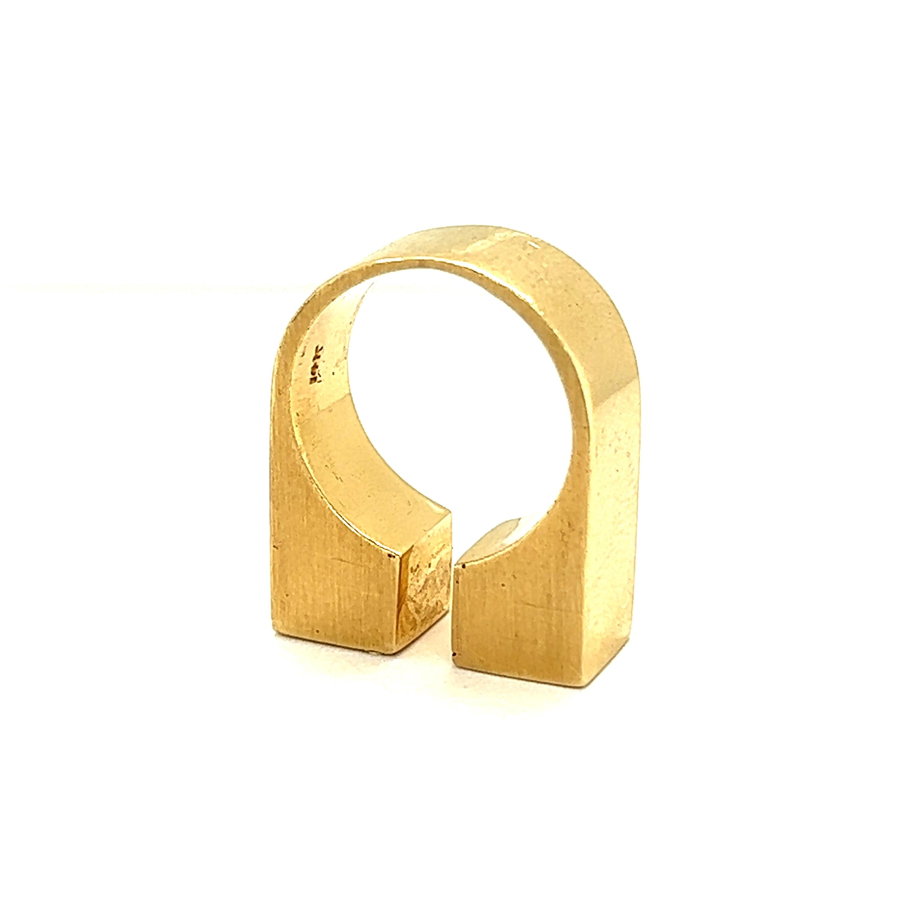 Vintage 1970s Pierre Cardin Double Cube 14k Gold Ring
