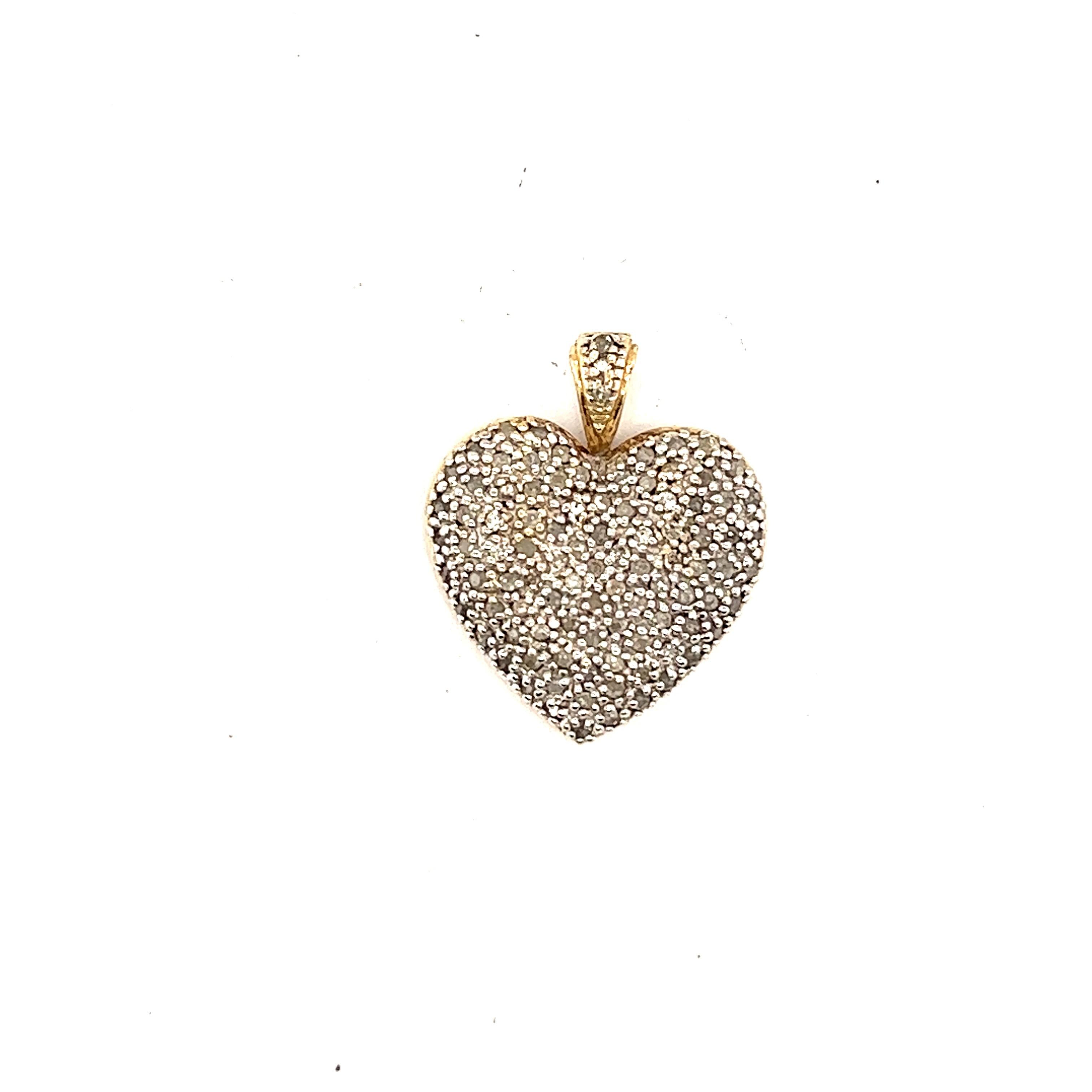 Vintage Diamond Heart 14k Gold Charm