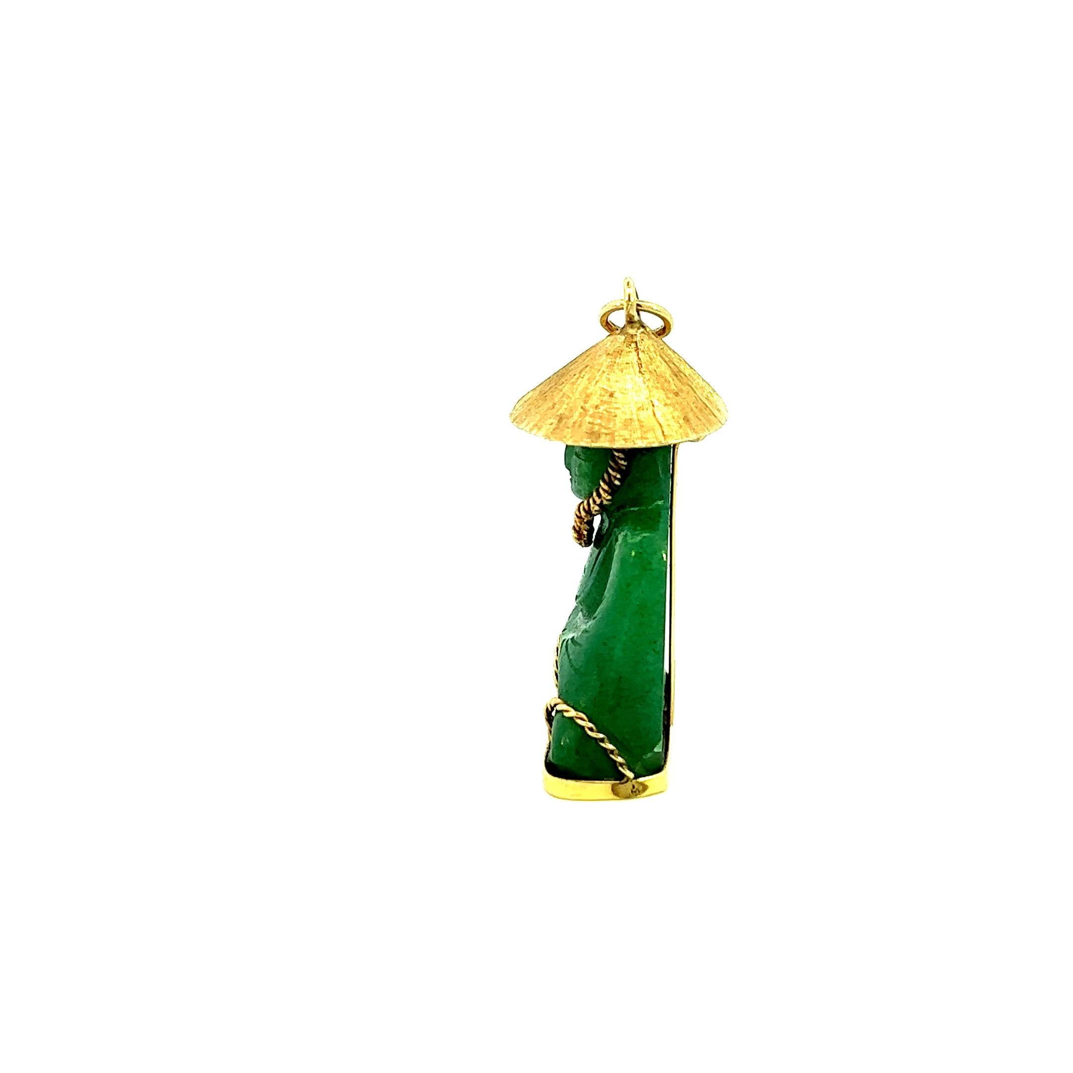 Vintage Jade Buddha 18k Gold Charm