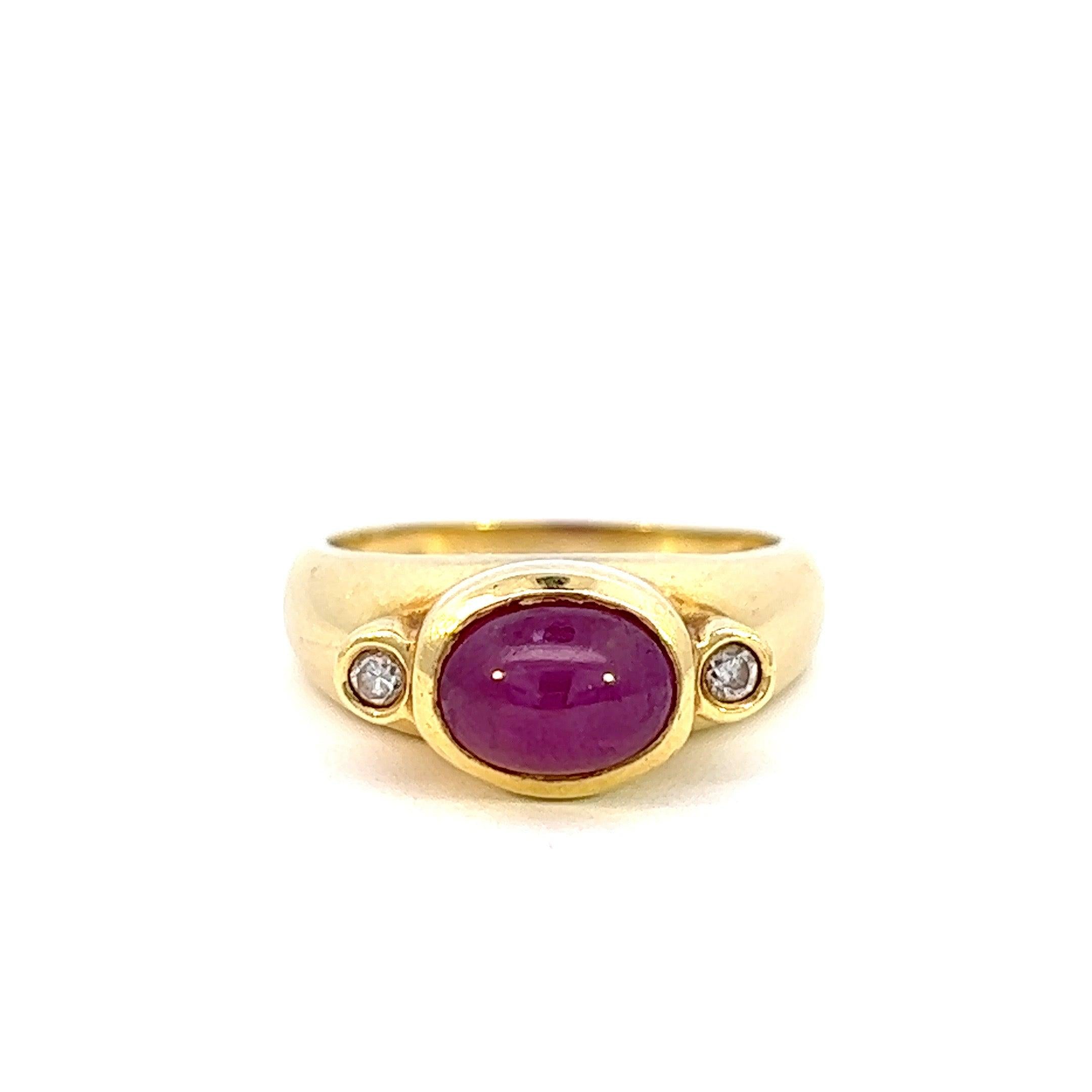 Vintage Ruby and Diamond 18k Gold Ring