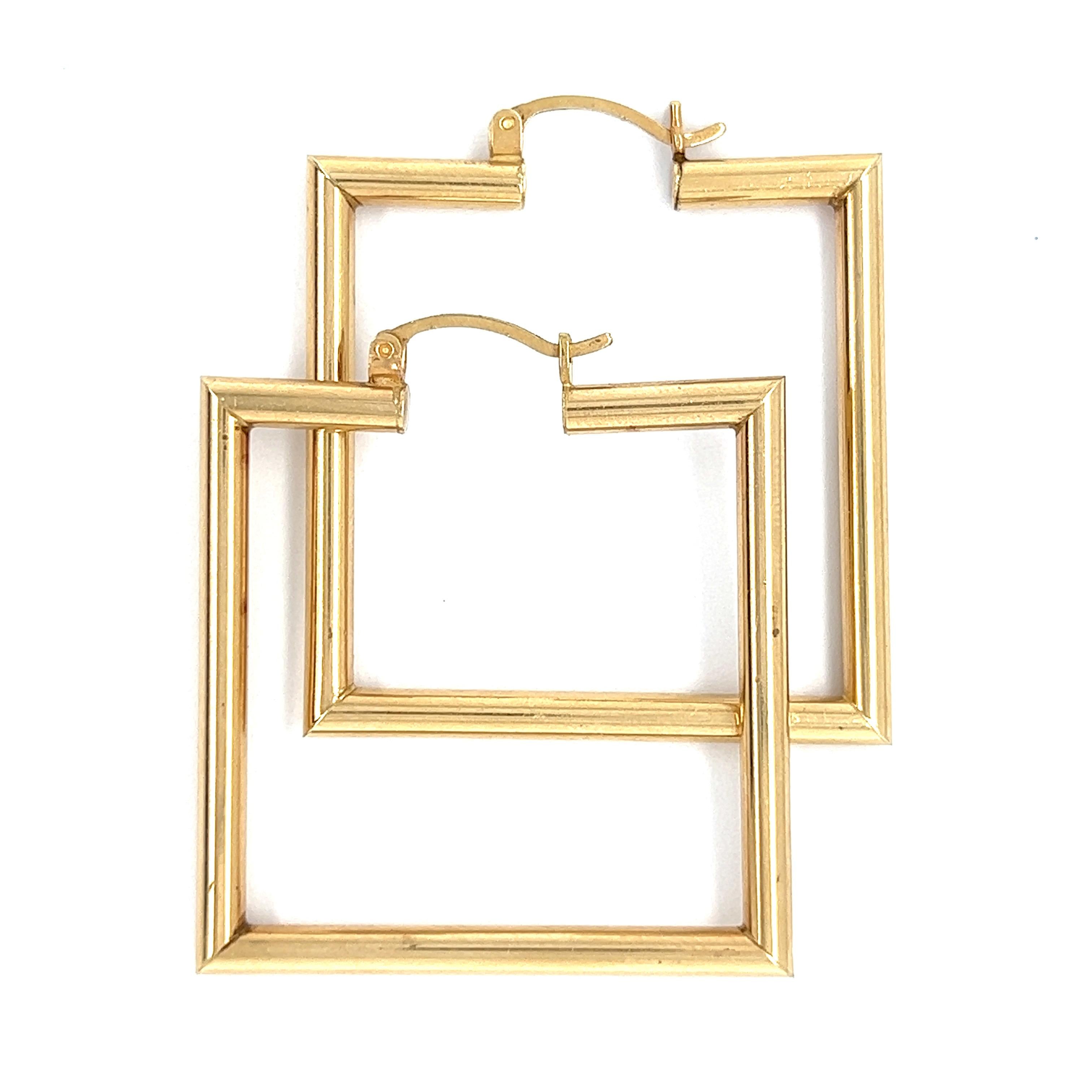 Vintage Square 14k Gold Hoops