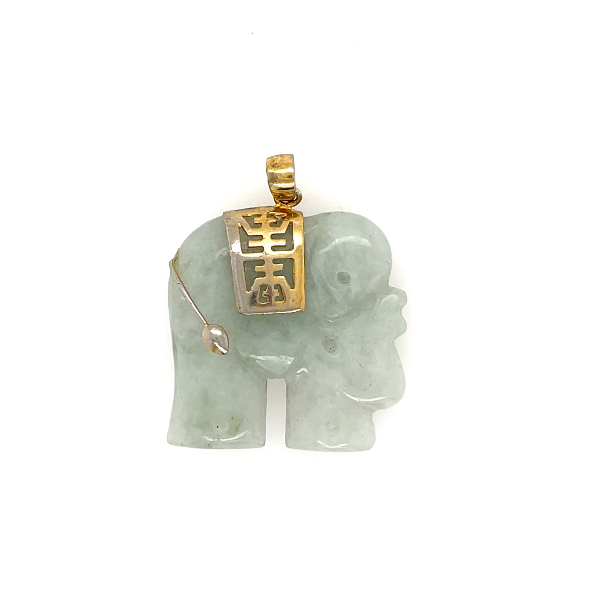 Vintage Gold Jade Elephant Charm