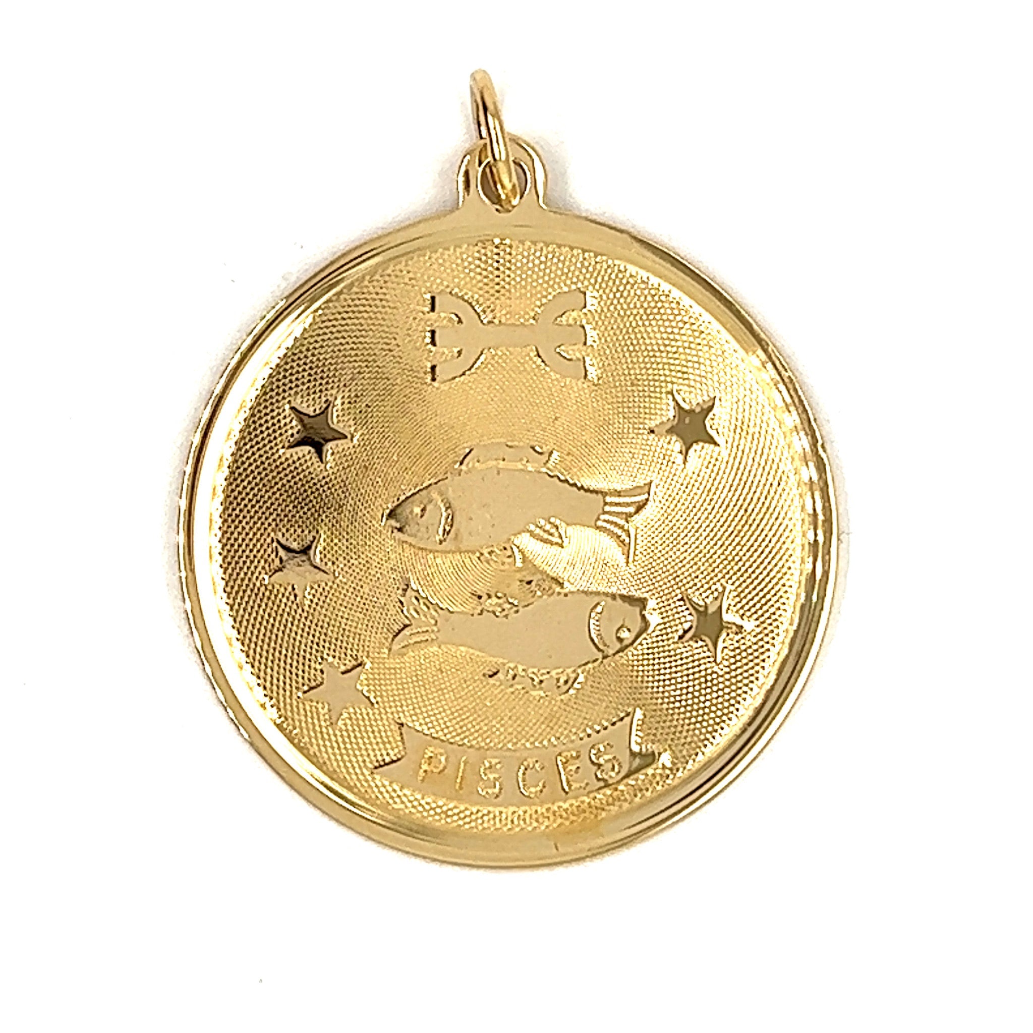 Vintage Large Pisces Coin Gold Charm