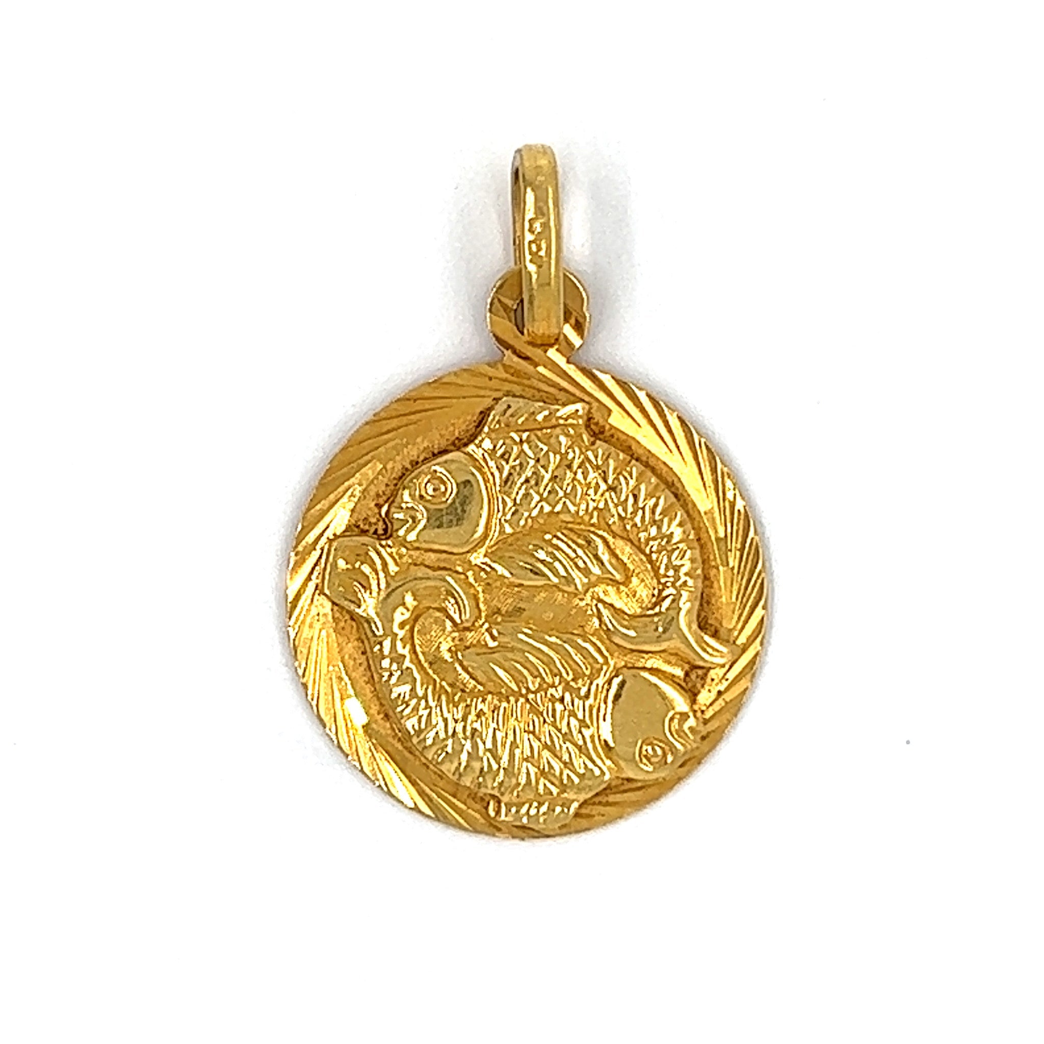 Vintage Zodiac Pisces Fish 18k Gold Charm