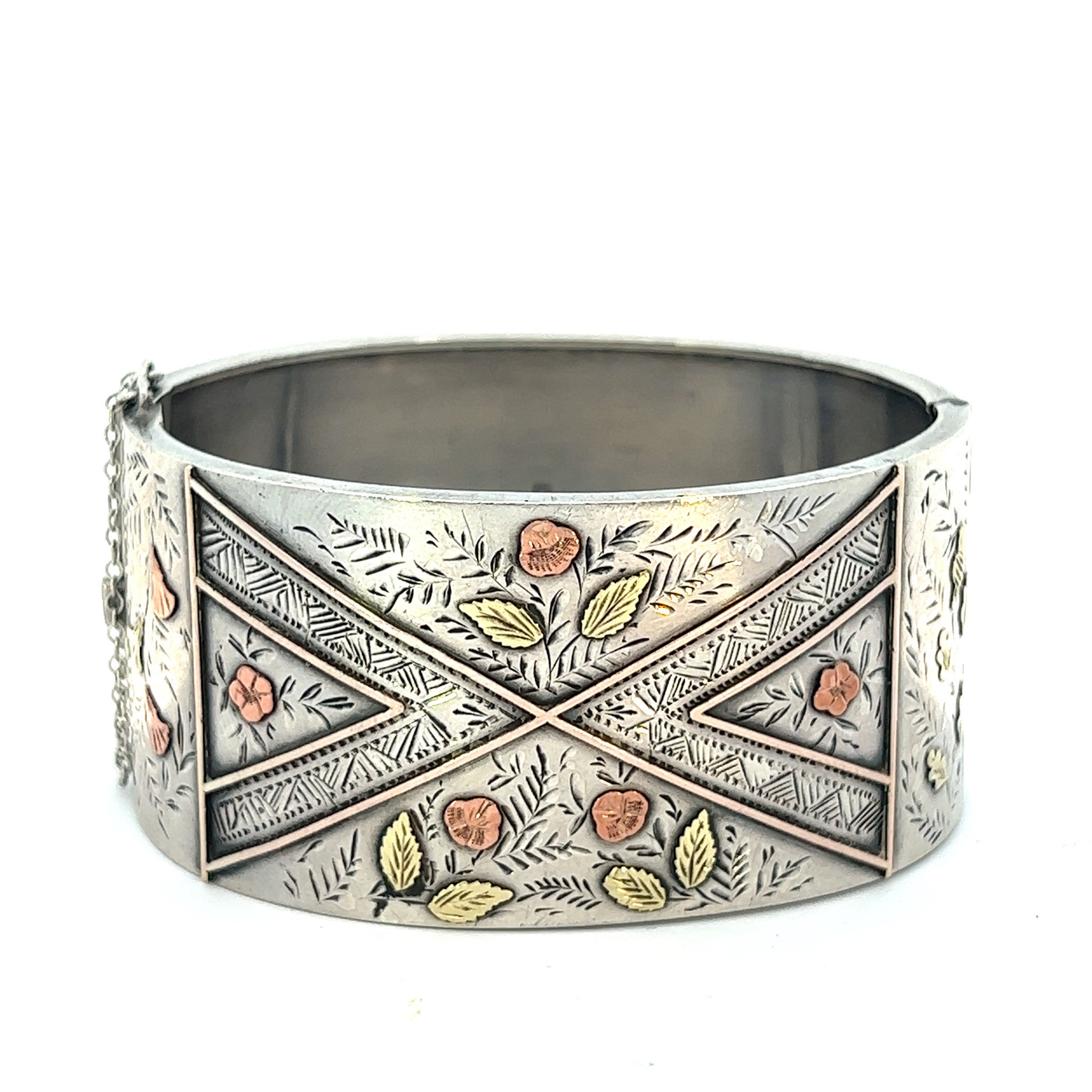 Sterling Silver Mixed Metal Victorian Bangle