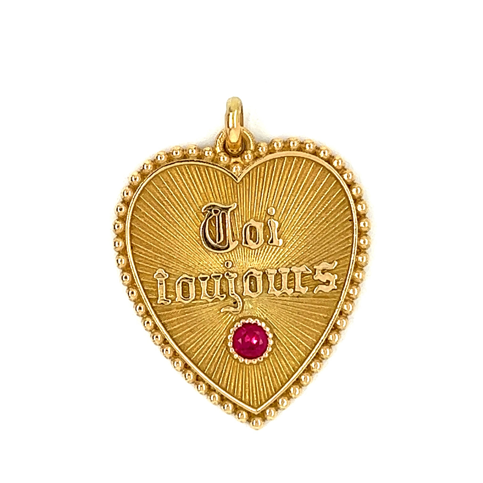 18k Yellow gold French Tourjours Heart Charm