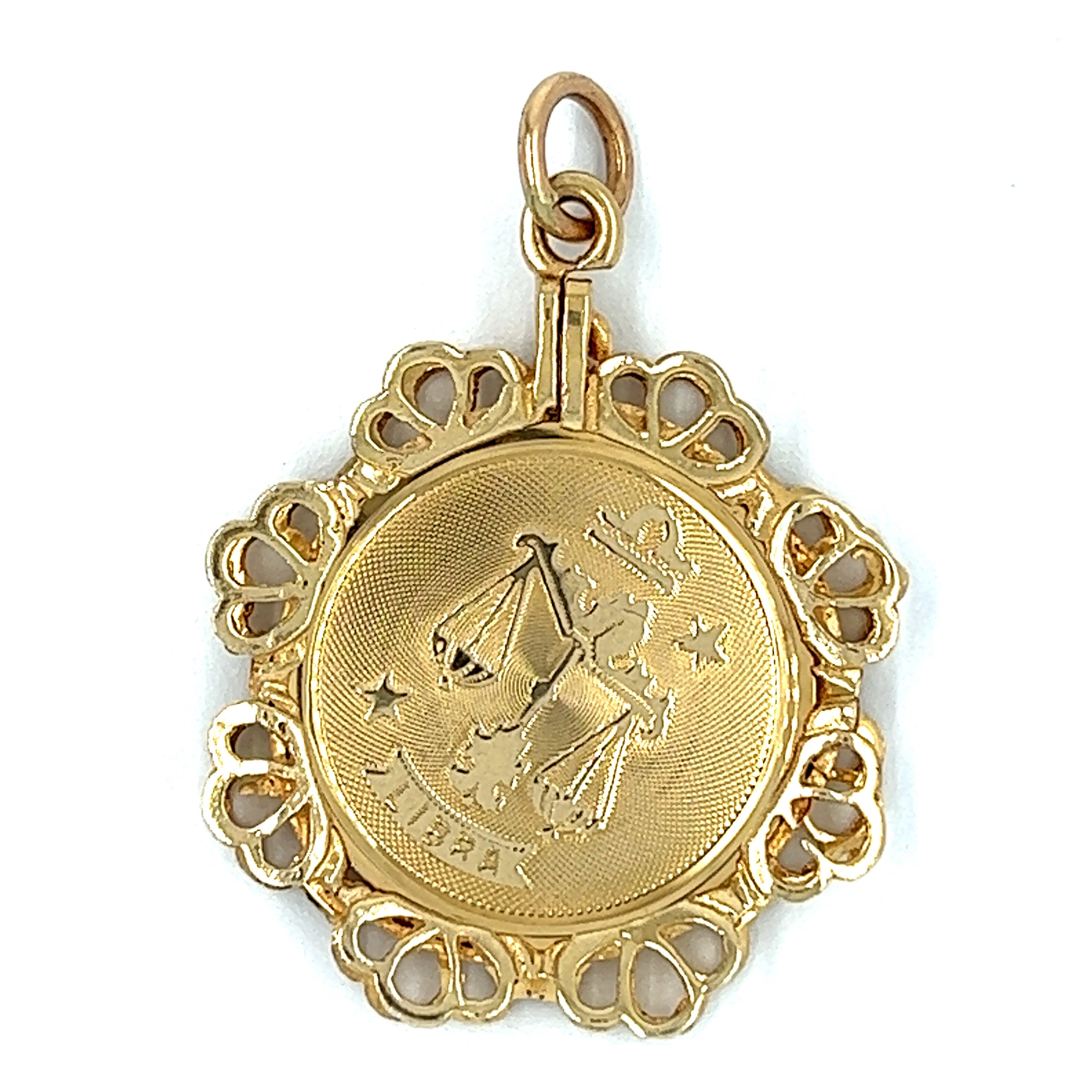 Vintage Libra Zodiac 14k Gold Charm